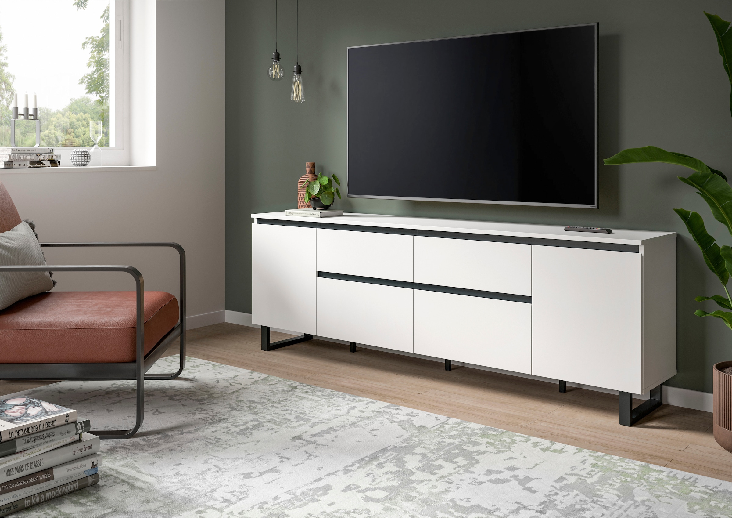 INOSIGN Lowboard »TOMA, 188cm breit, Metall-Kufen-Fuß, 2 Türen, 2 Schubkästen,2 Klappen«, TV-Lowboard, Mediaschrank, Mediaboard, TV-Schrank, Schrank, Board