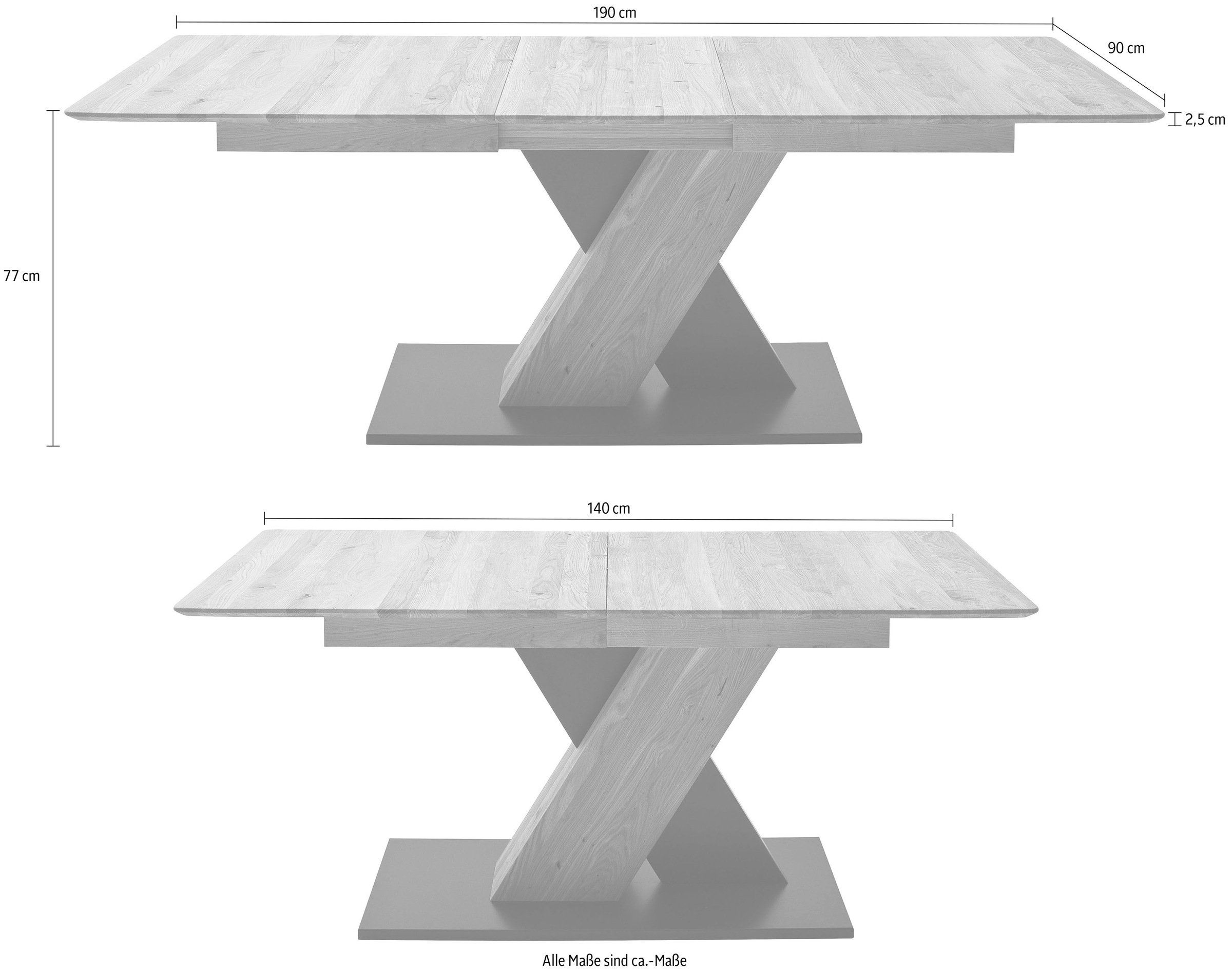 9. Bild von MCA furniture Esstisch »Cuba«, Esstisch Massivholz ausziehbar, Tischplatte mit Synchronauszug