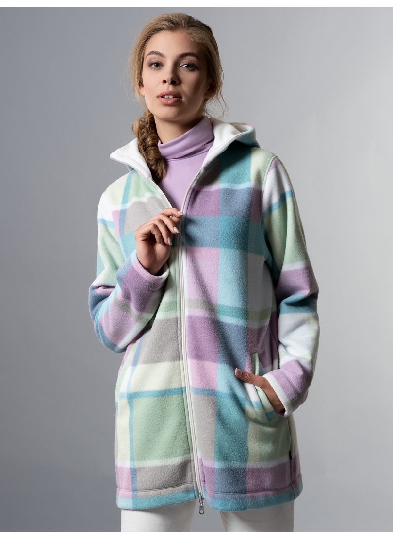 Trigema Fleecepullover »TRIGEMA Fleece-Longjacke mit Karo-Muster«