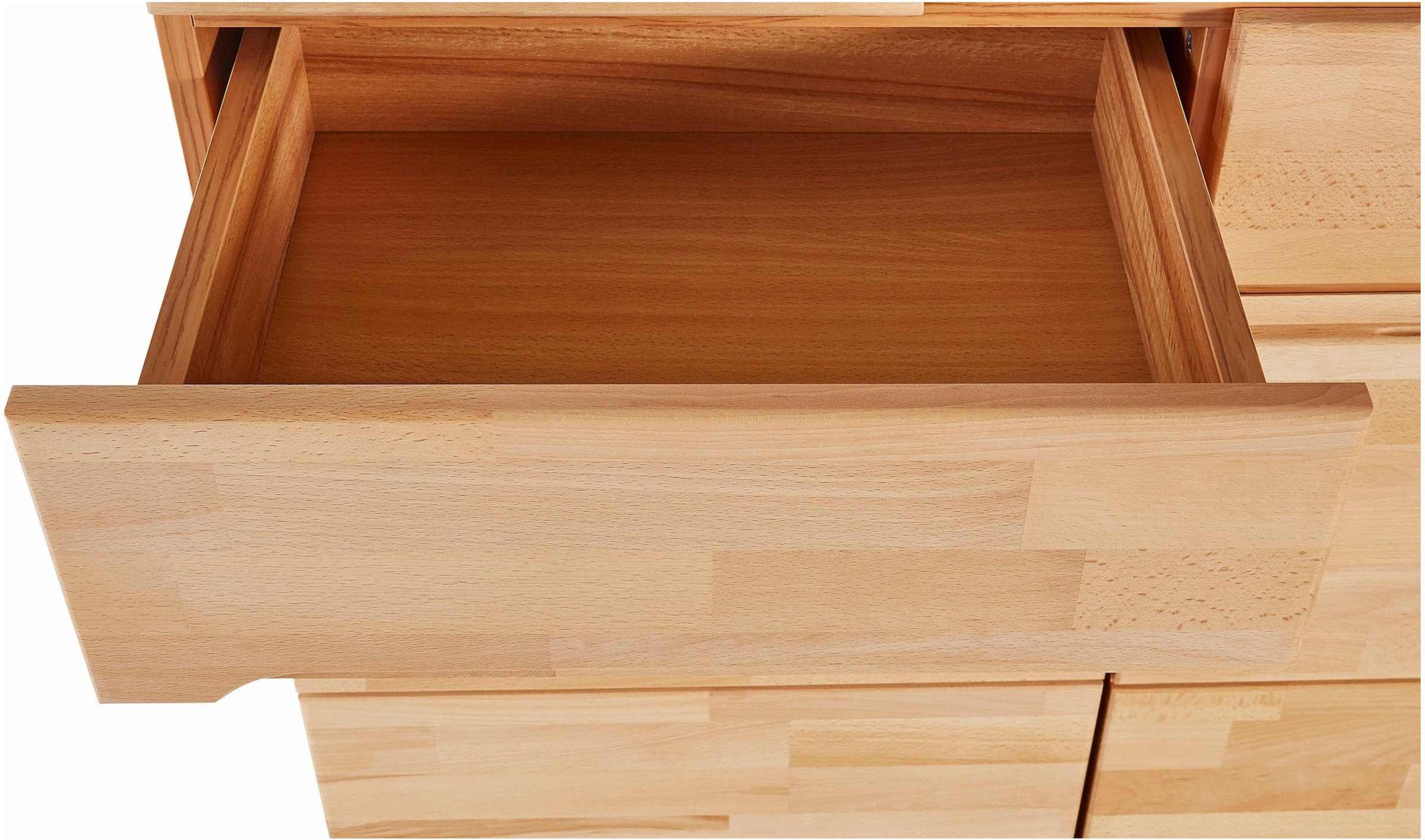 OTTO home Sideboard »VETRO Teilmassiv, Fronten Massivholz, Wohnzimmer, Stauraum,Griffmulde« B/T/H:199/40/85cm, 4Schubladen, 8 geschlossen Fächer, Stauraum