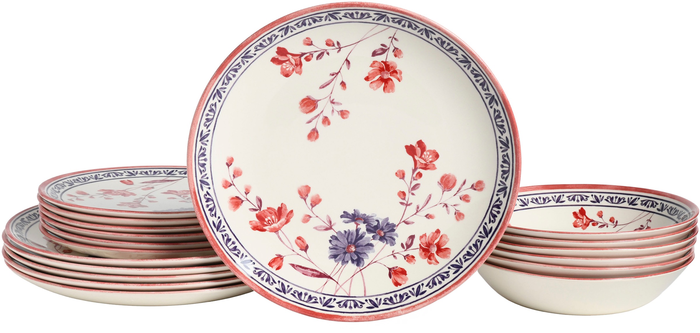 CreaTable Teller-Set »Cottage, Tellerset 18-tlg« Blumenmotive günstig online kaufen