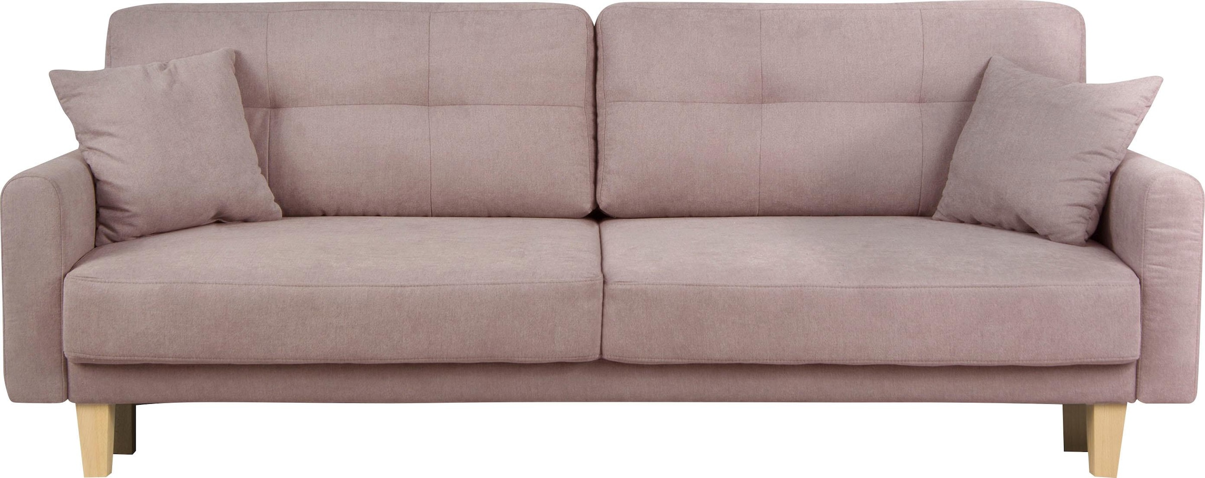 Home affaire 3-Sitzer »TRIPLO optionale Schlafsofa mit Bettkasten, Maße B/T/H: 215/100/89 cm«, Wahlweise Bettfunktion - Liegefläche 145x191 cm, Rücken-, Zierkissen