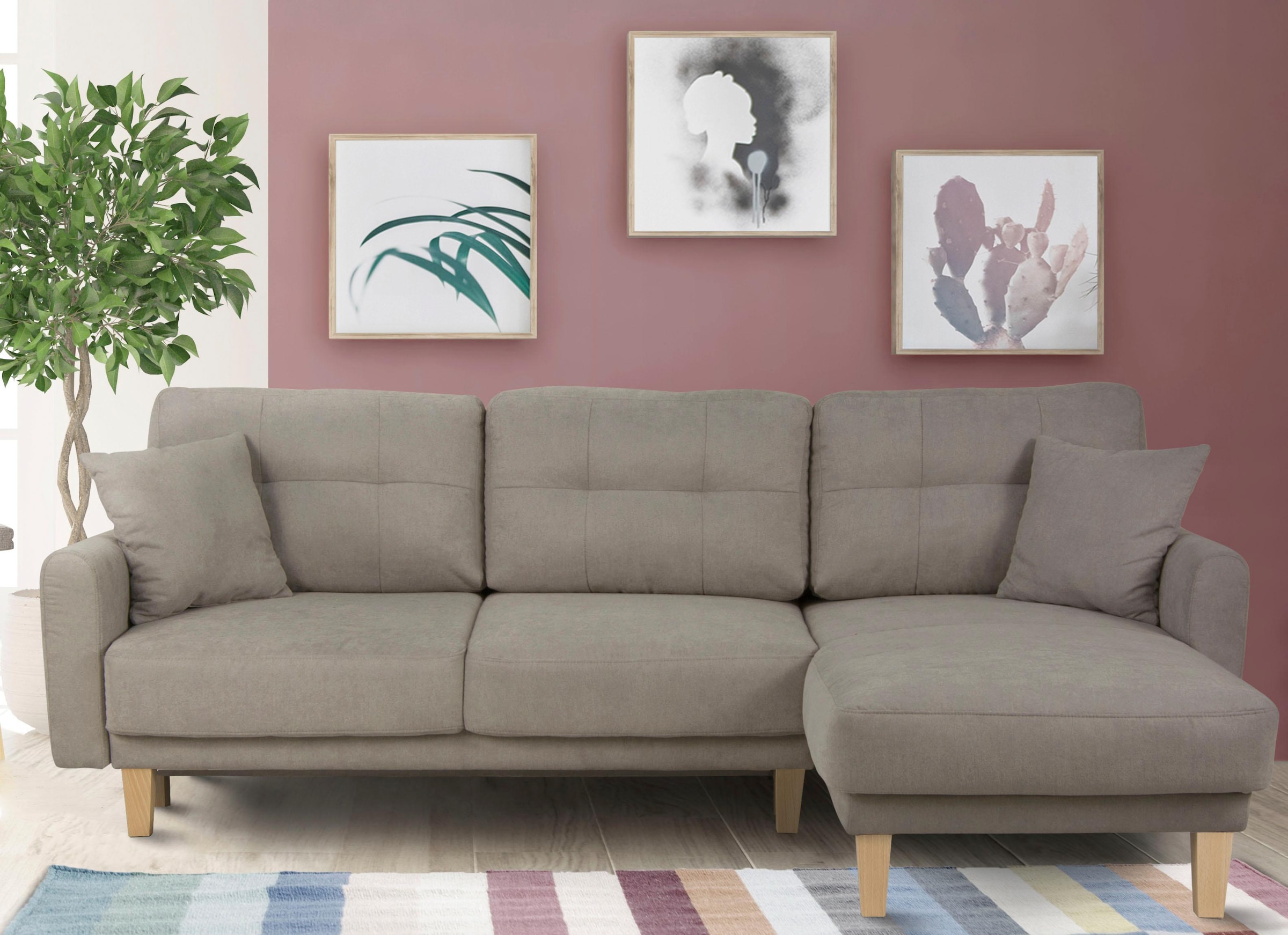 Home affaire Ecksofa »TRIPLO optionale Schlafsofa mit Bettkasten, Maße B/T/H: 234/164/89 cm«, L-Form wahlweise mit Bettfunktion - Liegefläche 132x210 cm