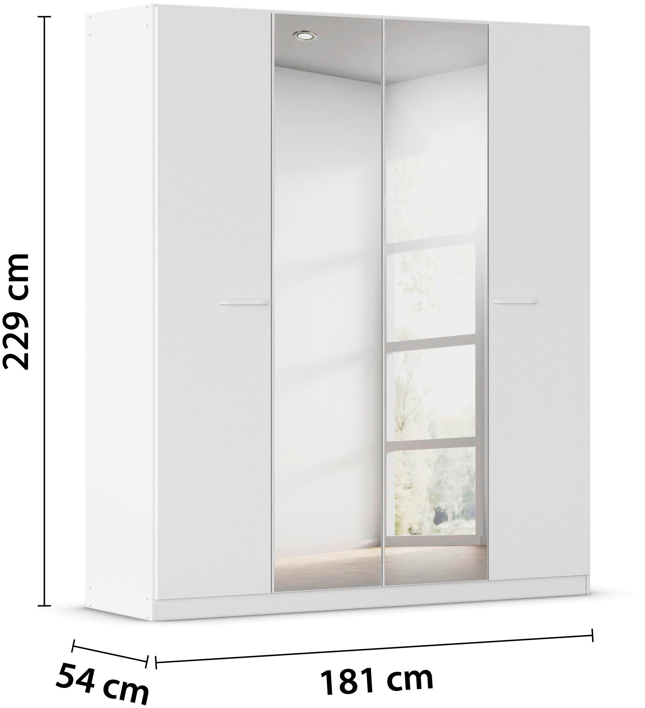rauch Drehtürenschrank »Kleiderschrank Schrank Garderobe TOPSELLER OTELI inkl. Inneneinteilung«, (erhältlich in Breiten 91-360 cm, ab Breite 136cm inkl. Innenschubladen), mit zusätzlichen Einlegeböden, optional mit Spiegel MADE IN GERMANY