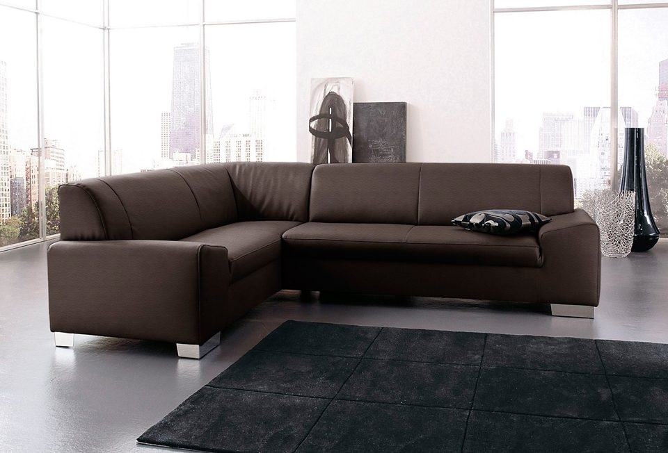 DOMO collection Ecksofa »Alisson, zeitlose Optik, flache Armlehnen, L-Form«, fester Sitzkomfort, wahlweise mit Bettfunktion