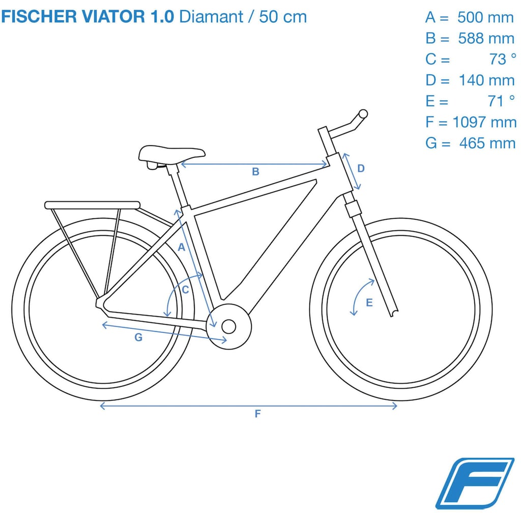 FISCHER Fahrrad E-Bike »VIATOR 1.0 Diamant 50«, 8 Gang, Shimano, Acera, Heckmotor 250 W, (mit Faltschloss)