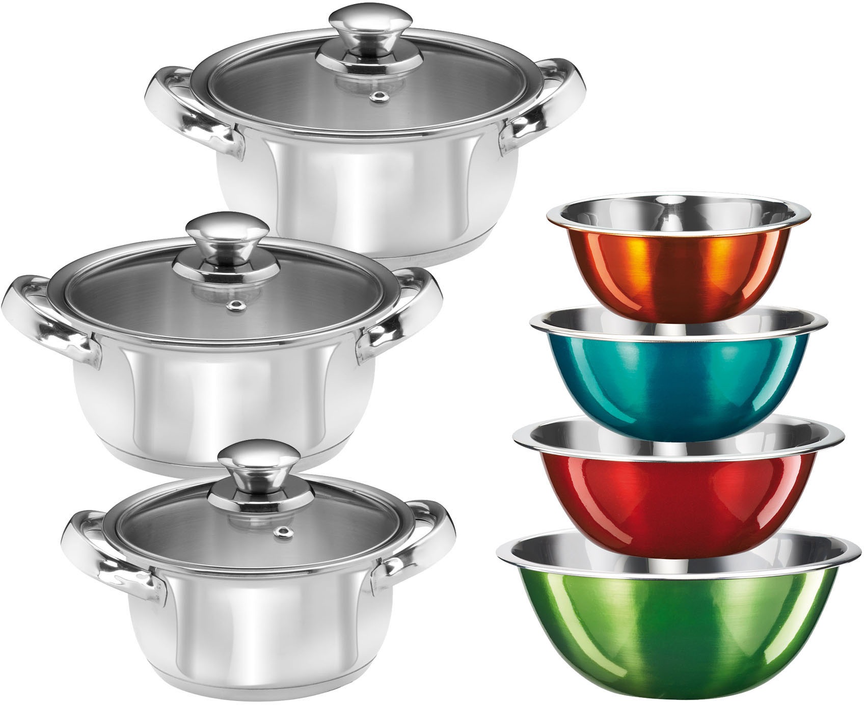 KING Topf-Set »EDELSTAHL« Edelstahl Set, 3 Töpfe Ø 16/18/20 cm inkl. Glasde günstig online kaufen