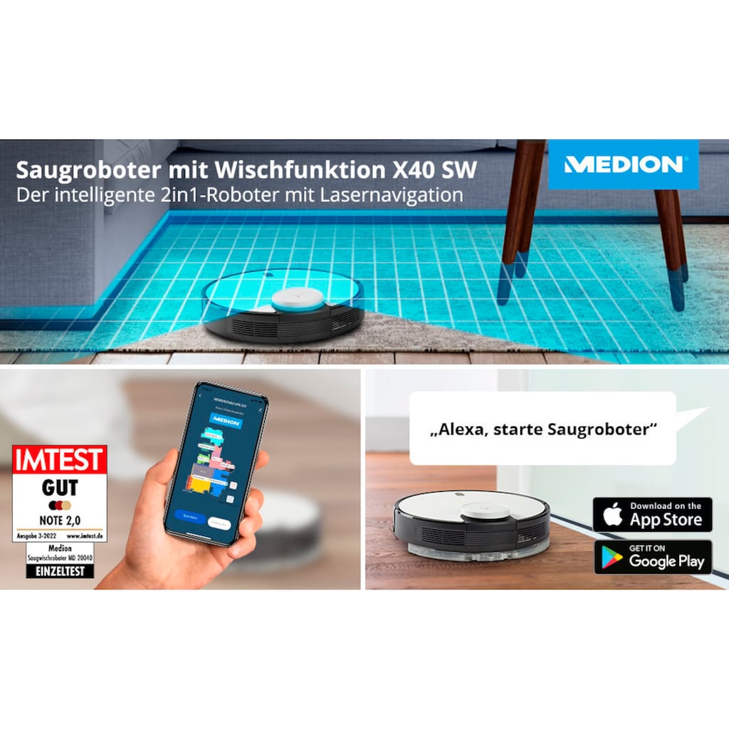 Medion® Nass-Trocken-Saugroboter »MD 20040 X40 SW«