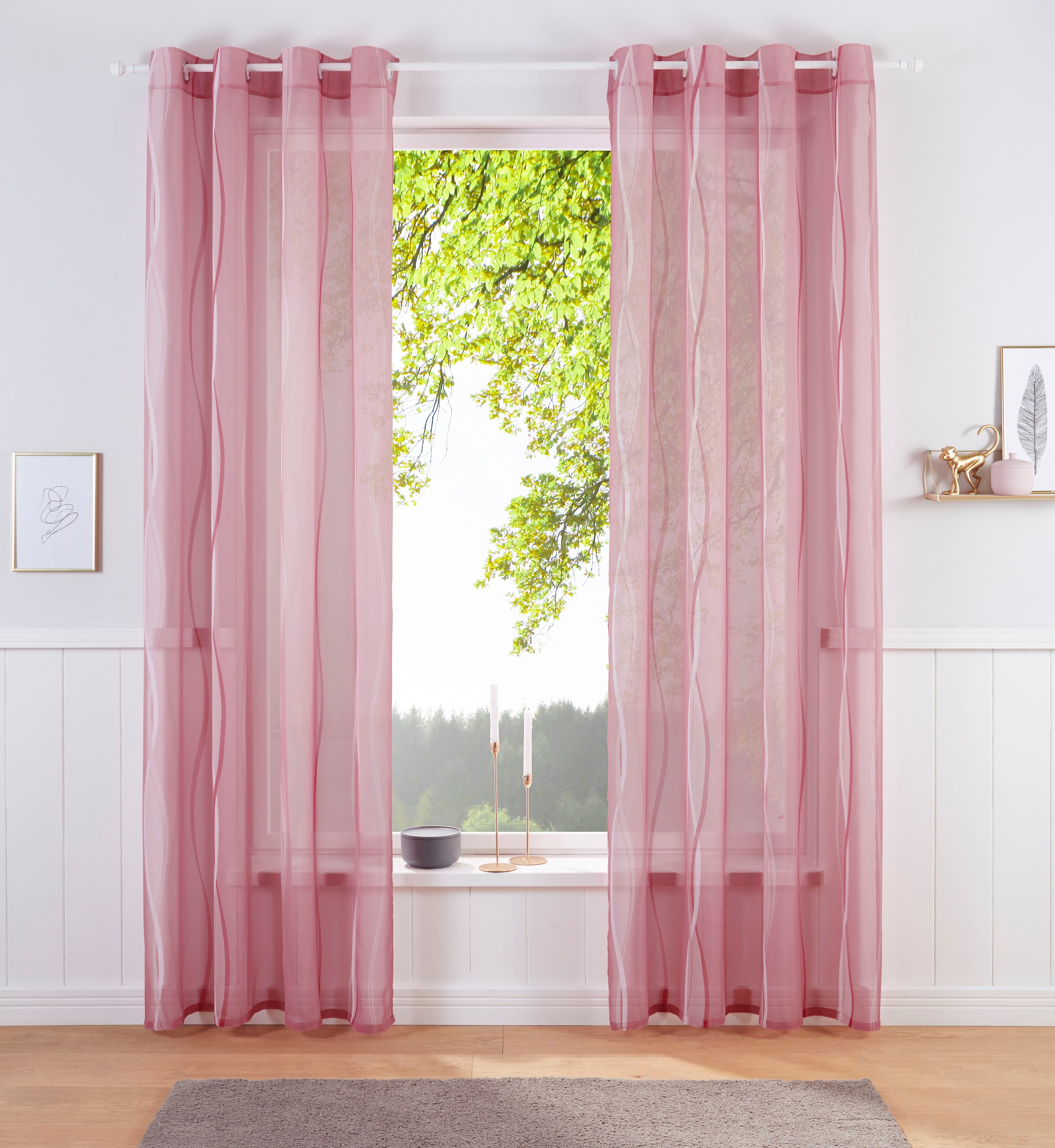 my home Gardine »Dimona«, (2 St.), 2er-Set, transparent, Voile, Polyester günstig online kaufen