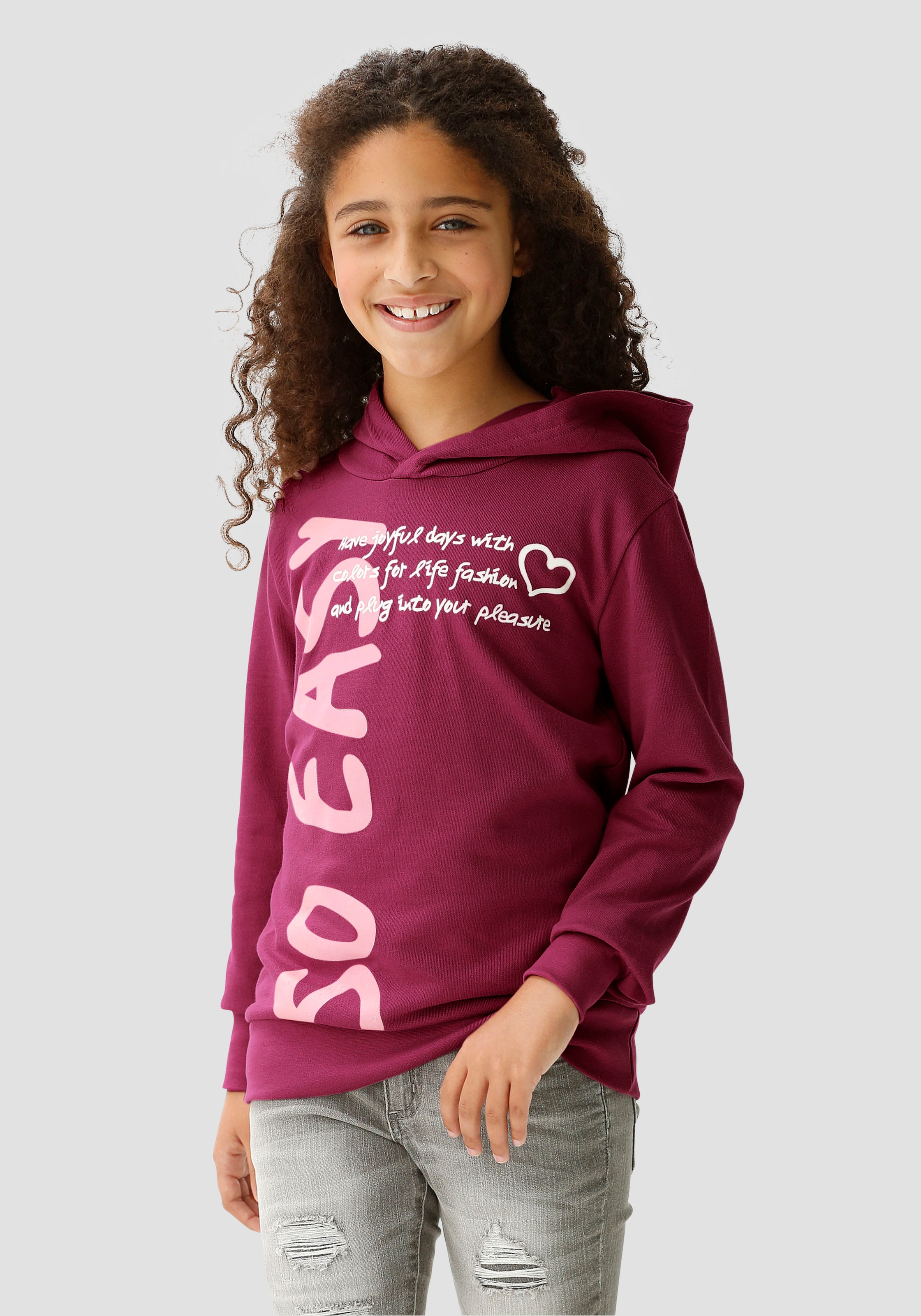 KIDSWORLD Kapuzenshirt »SO EASY - Print« Langarm,  Basic-Passform,  mit modischen Drucken