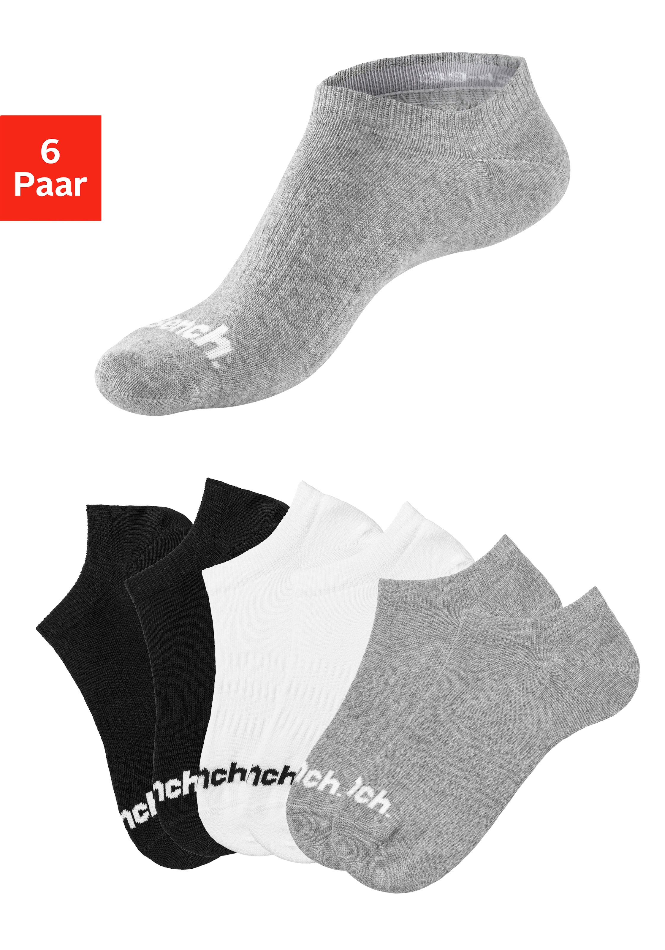 Bench. Sportsocken, (Packung, 6 Paar), Sneakersocken verschwinden im Schuh