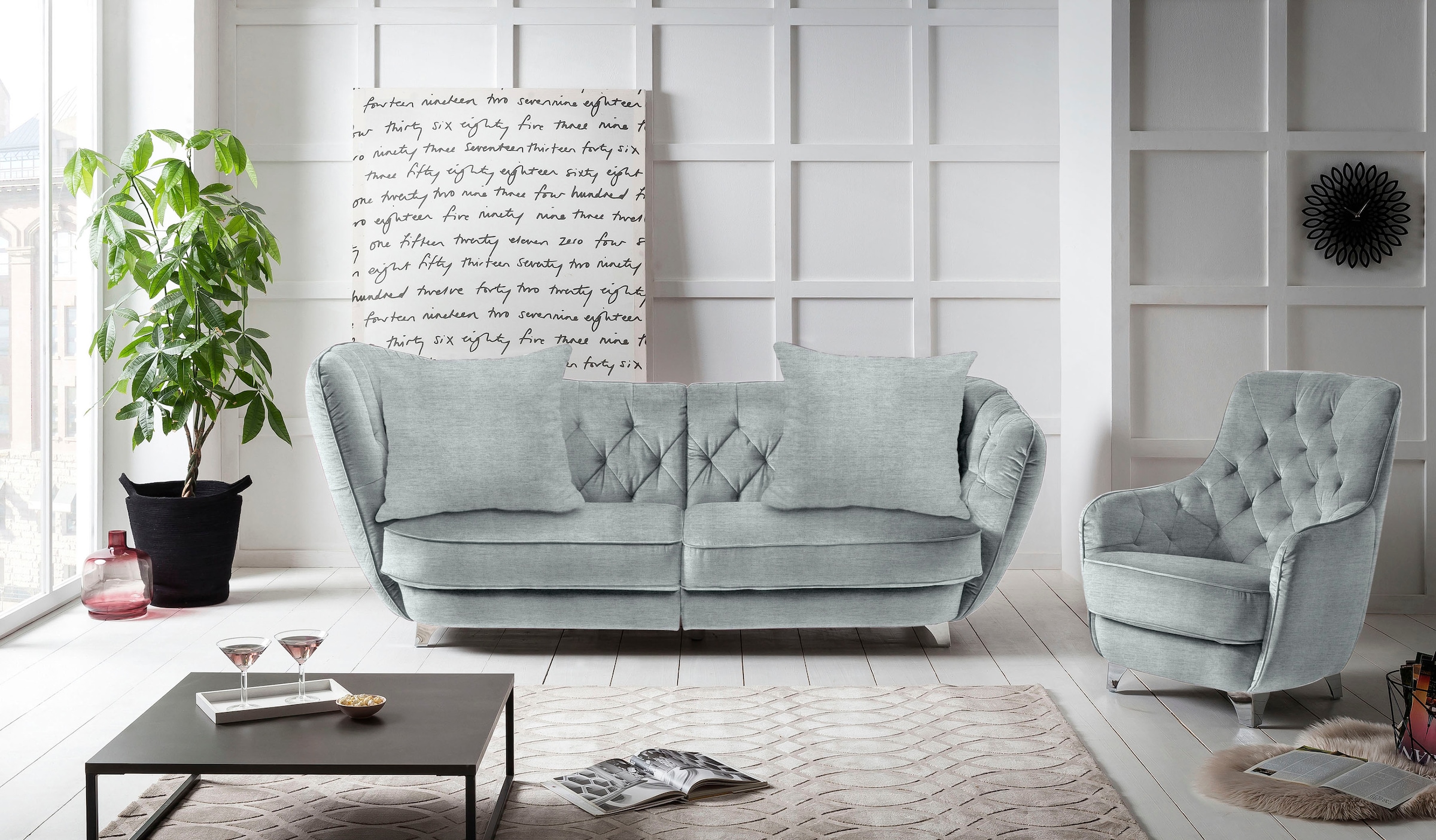 Leonique Big-Sofa »Retro«, stylischer Hochlehner