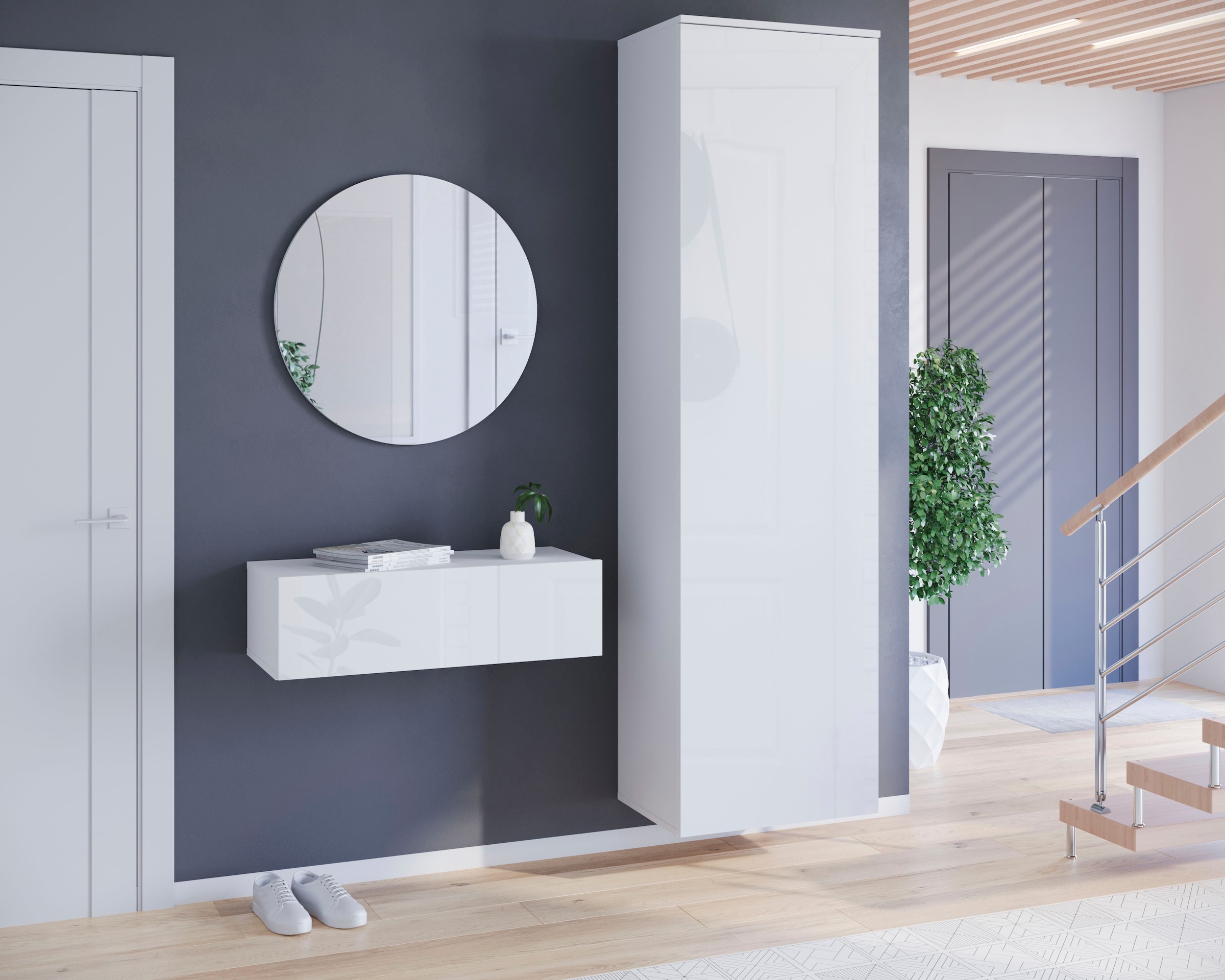 INOSIGN Schuhschrank »Paris, stehend oder hängend montierbar, Türanschlag wechselbar«, moderne Garderobenschrank Höhe 180cm, 6 geräumiger Fächer