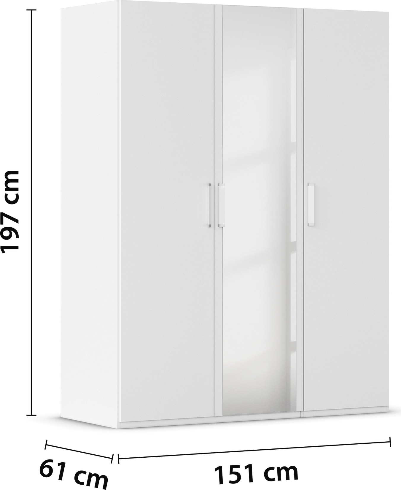 rauch Drehtürenschrank »Kleiderschrank Schrank Garderobe Schlafzimmerschrank EVELYN«, (in 2 Höhen 197 oder 210 cm erhältlich), in elegantem Stil, viel Stauraum 3 Breiten und 2 Höhen MADE IN GERMANY