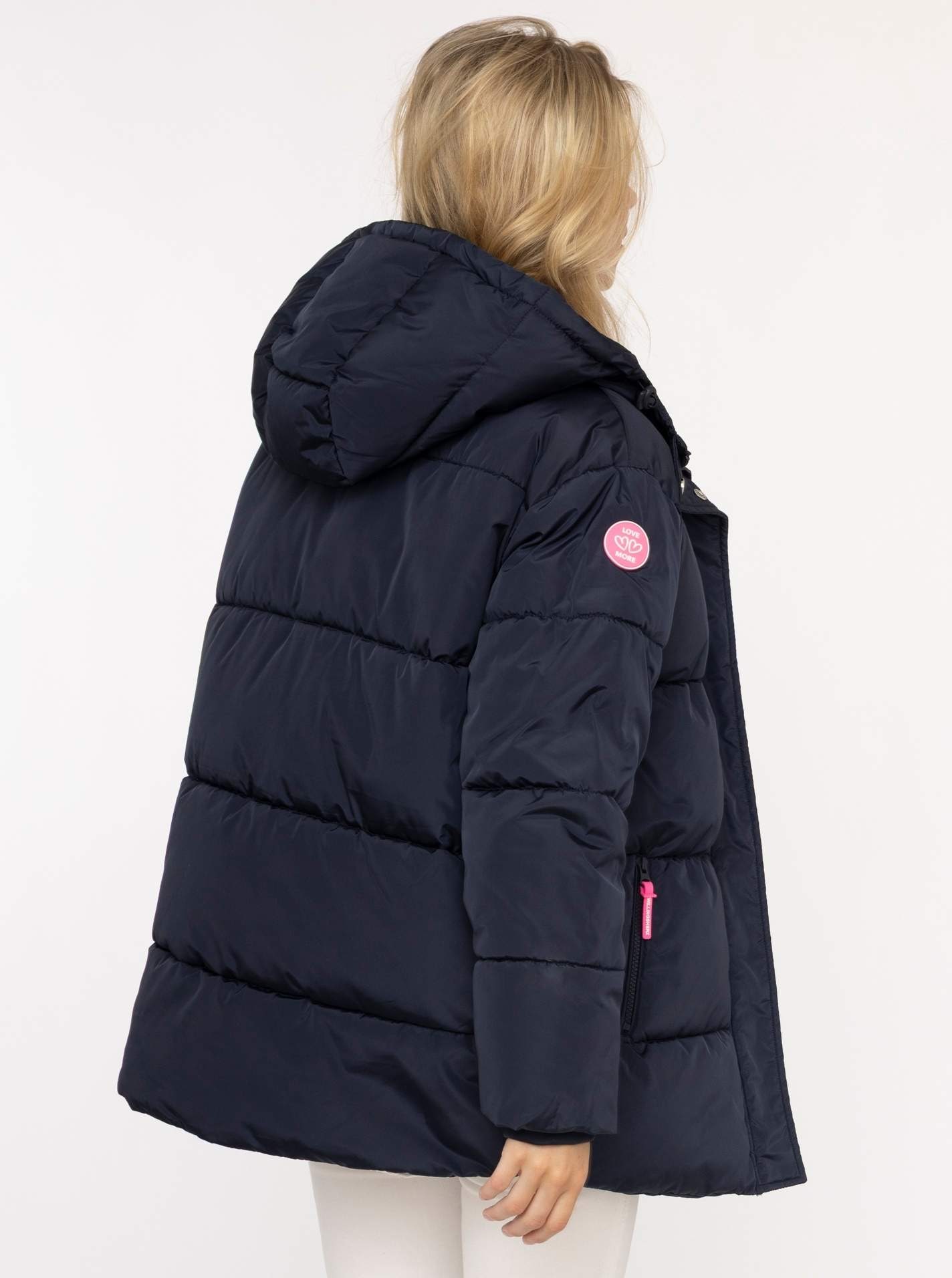 Zwillingsherz Steppjacke »„Love More“« Kapuze mit Tunnelzug, verdeckter Reißverschluss, dezente Details