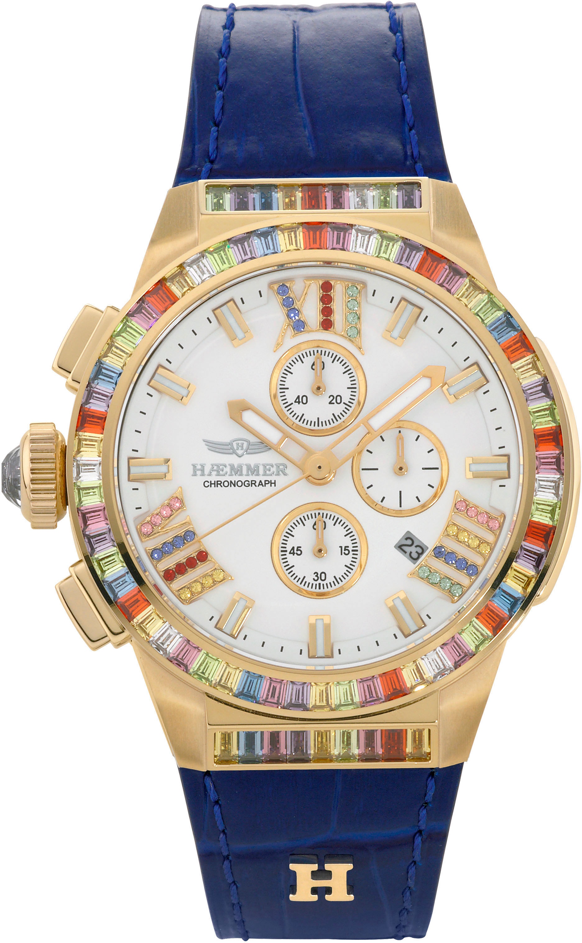 HAEMMER GERMANY Chronograph »GLORIOUS«, Quarzuhr, Damenuhr, Datum, Stoppfunktion, Saphirglas, Lederarmband
