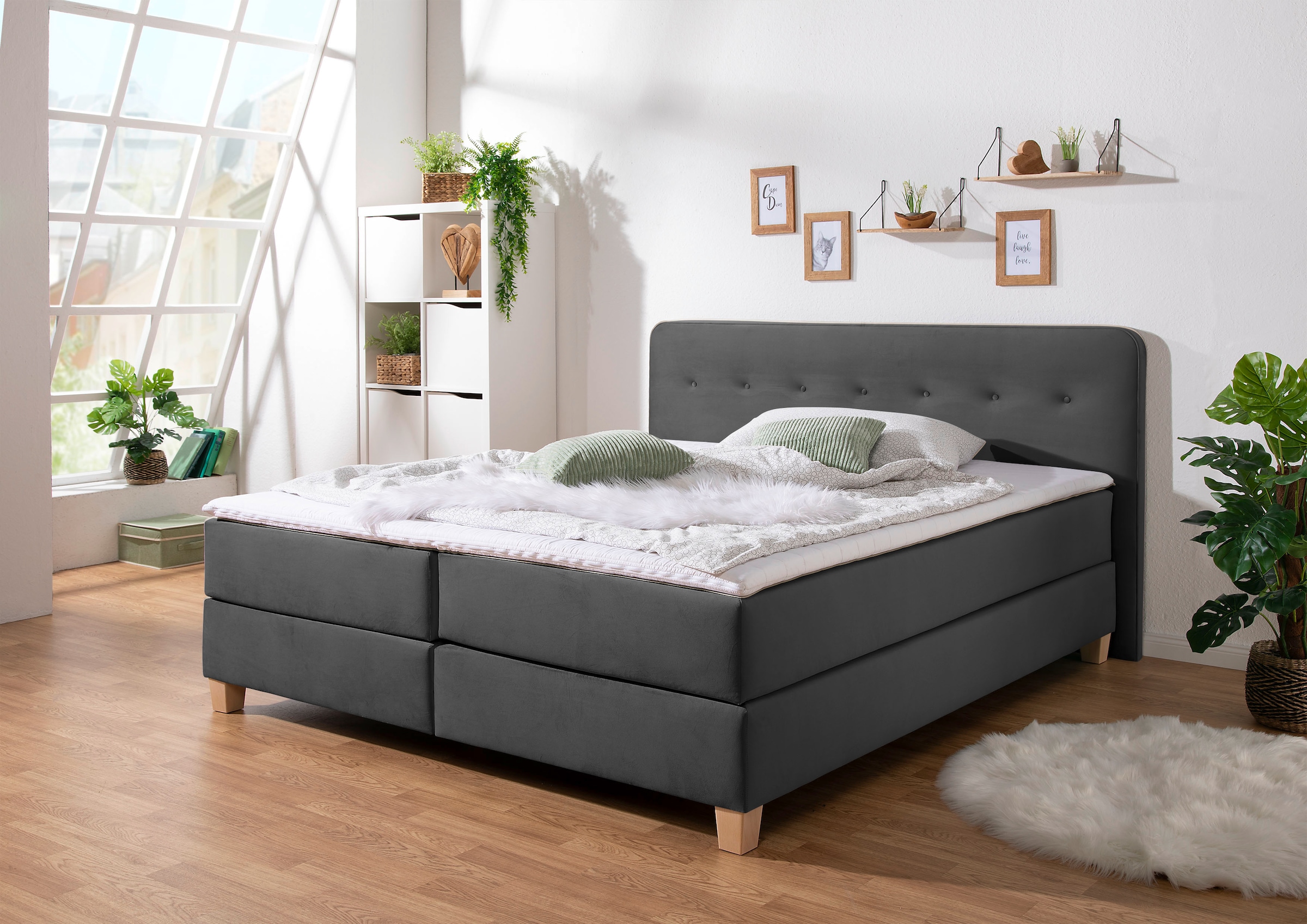 Home affaire Boxspringbett "Fargo" in Überlänge 220 cm, mit Topper, 3 Ausfü günstig online kaufen