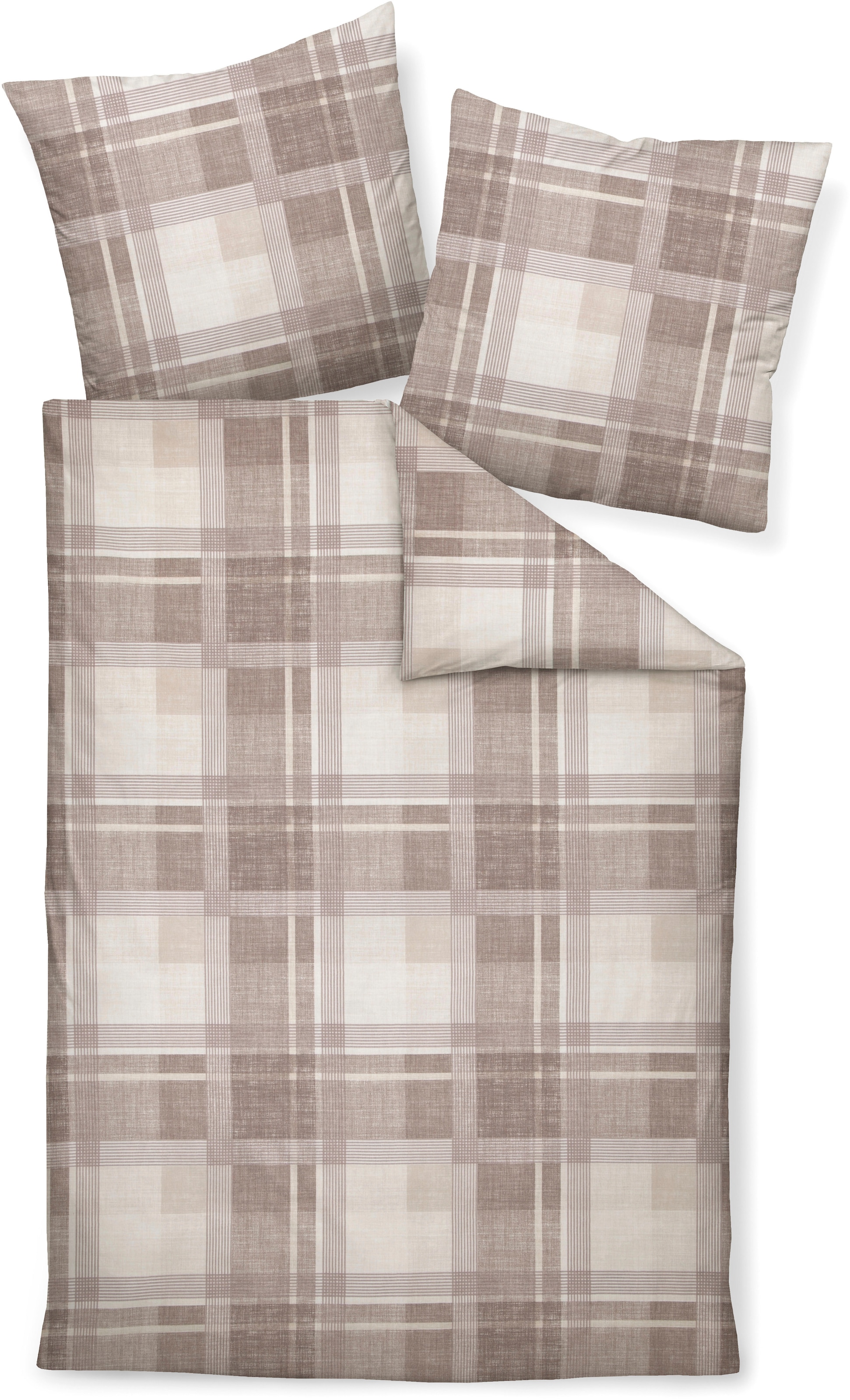 Janine Janine Feinbiber Bettwäsche DAVOS 65159 naturell mauve Größe:  155x2 günstig online kaufen