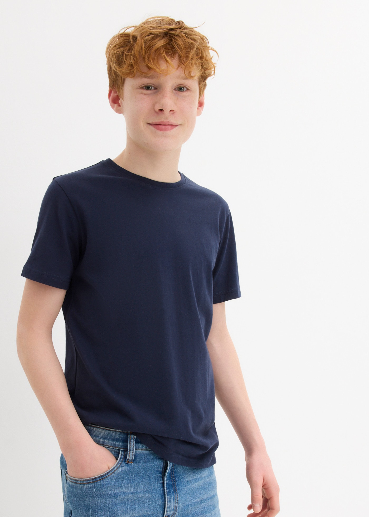 bonprix T-Shirt Packung, 3er,  aus hautfreundlicher Baumwolle, mit Rundhalsausschnitt, Kurzarm-Design