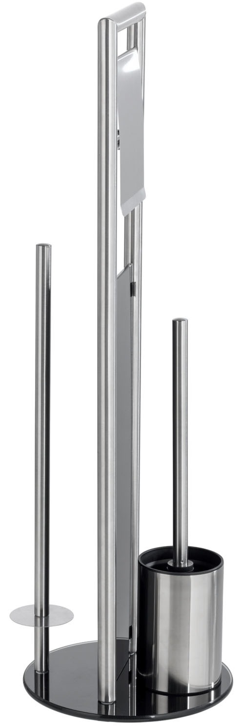 WENKO WC-Garnitur »Ravina« aus Edelstahl | Sicherheitsglas Stand WC-Garnitur, Toilettenpapierhalter, Rollenhalter & WC-Bürste