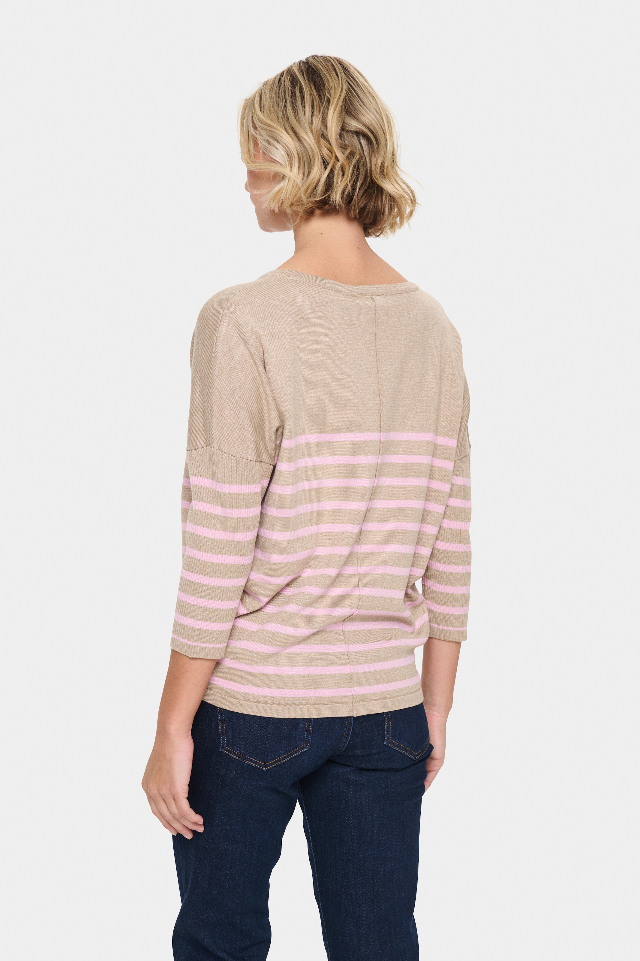 Saint Tropez Strickpullover »MilaSZ R-neck Stripe« Oversize Fit, Feinstrick, Viskosemischung