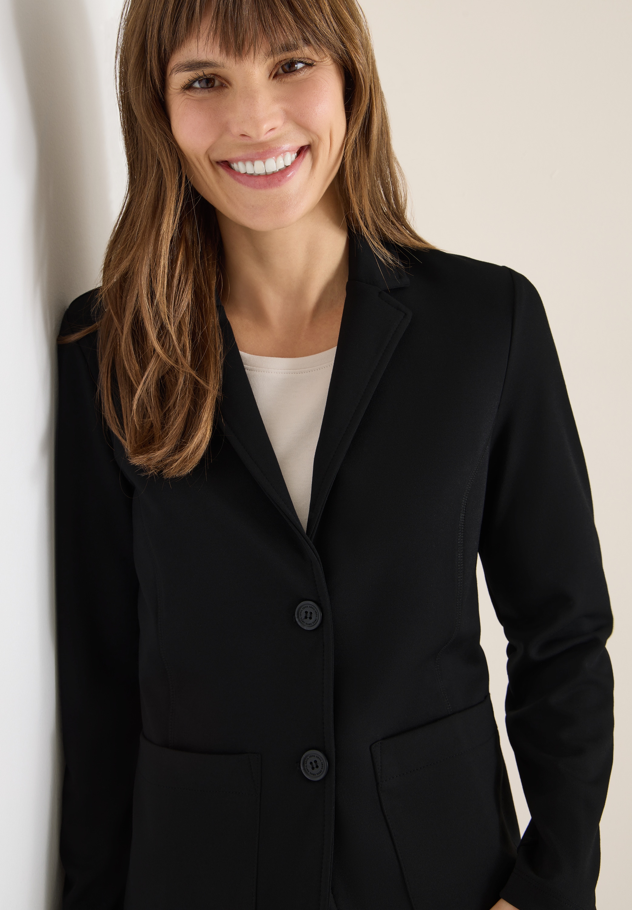 Cecil Sweatblazer mit Reverskragen und Knopfleiste