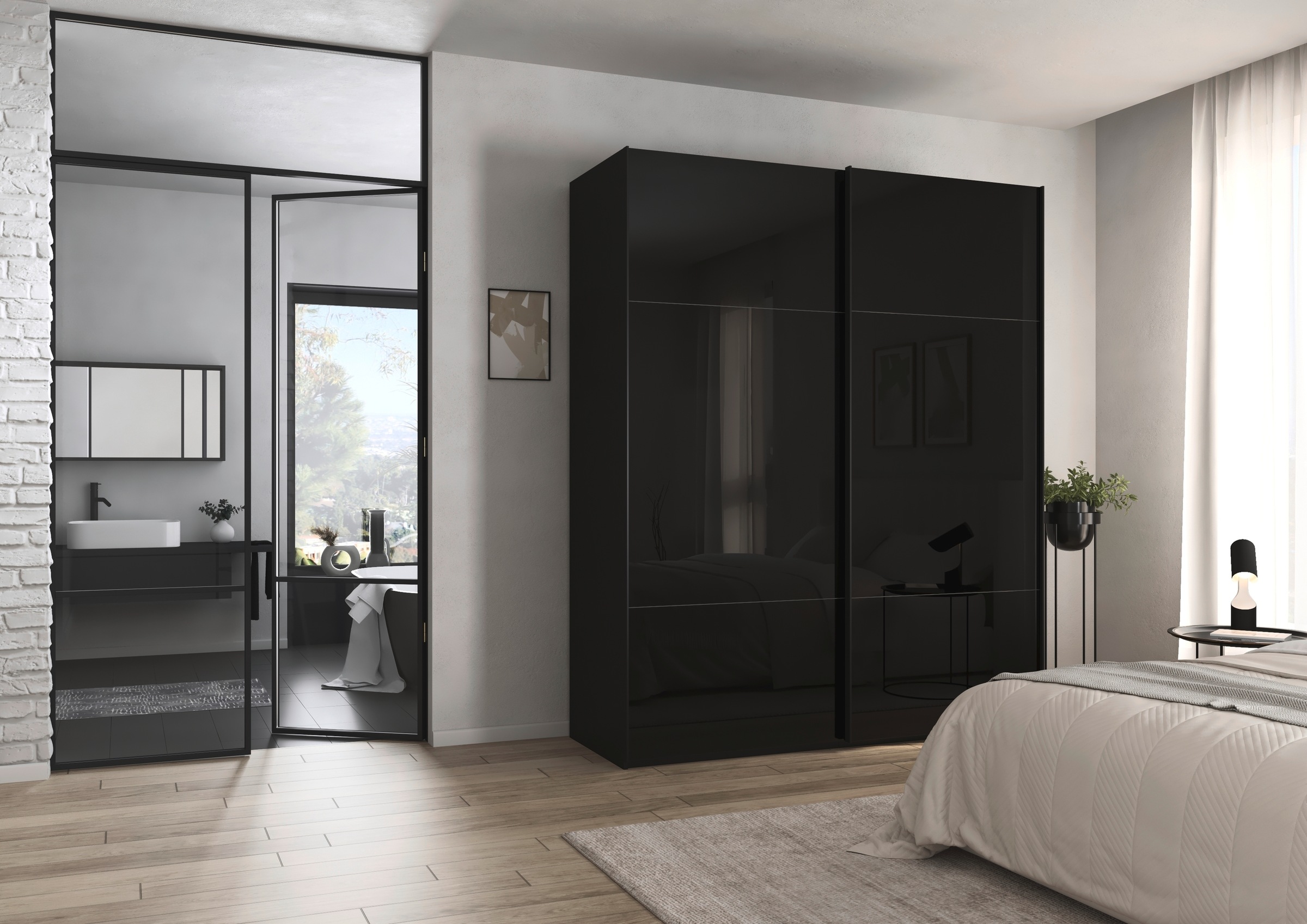 rauch Schwebetürenschrank »Kleiderschrank Schrank Garderobe Schlafzimmerschrank CONTIDO«, (in 3 verschiedenen Ausstattungen BASIC/CLASSIC/PREMIUM), aus hochwertigem Material in 6 Breiten 2 Griff-Farben MADE IN GERMANY