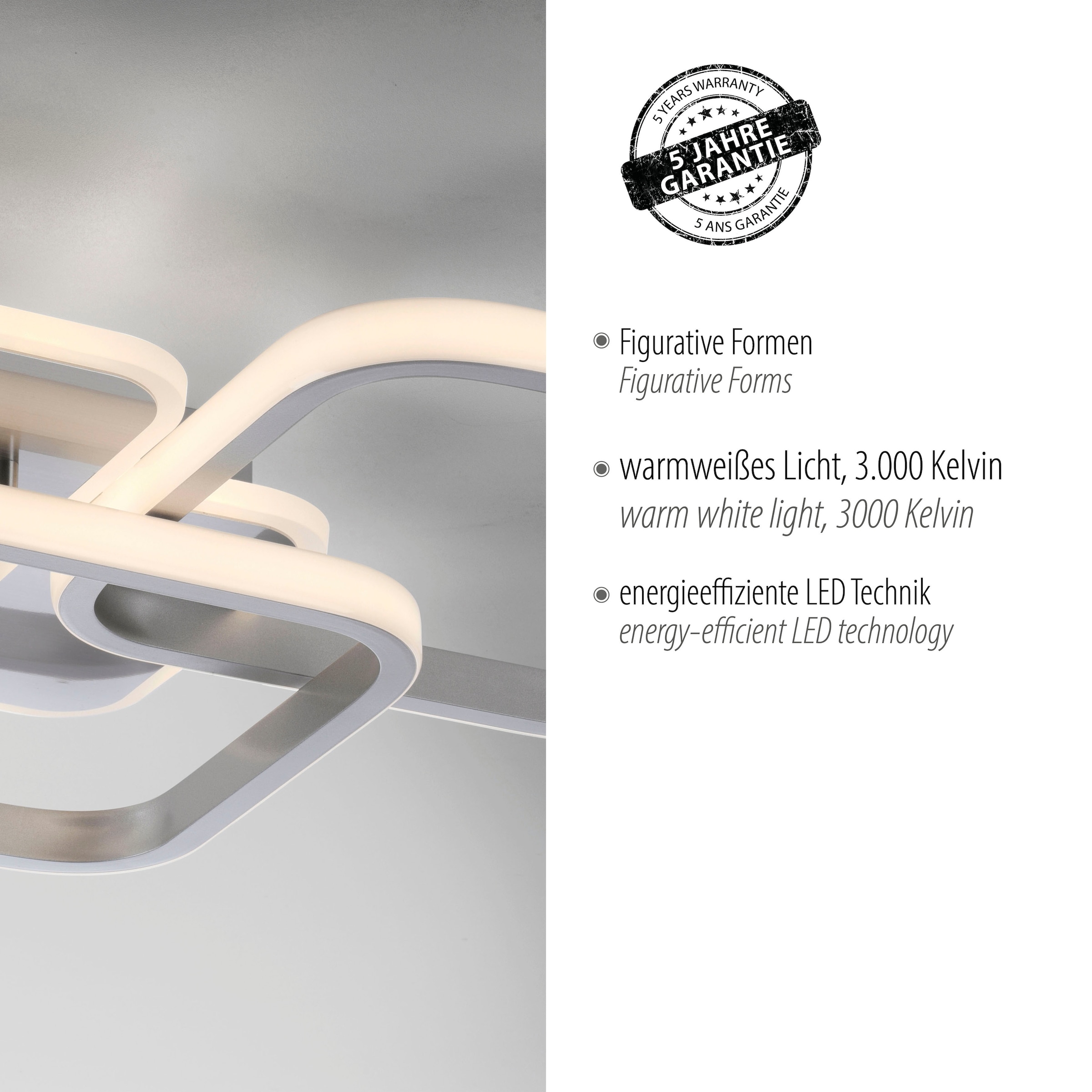 JUST LIGHT Deckenleuchte »SEVENT« LED-Board 1 Stk. Warmweiß LED