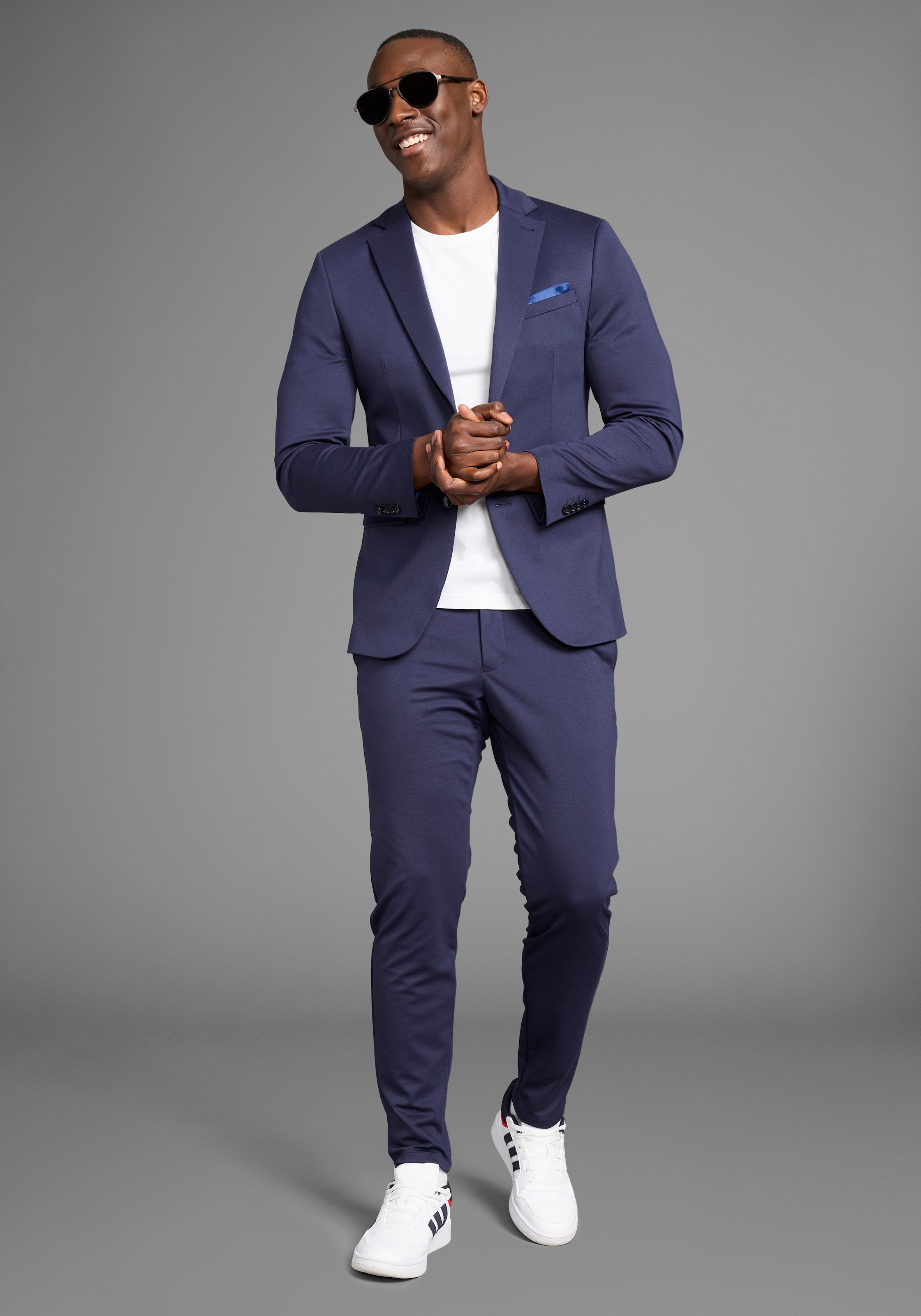 BRUNO BANANI Anzug »Jersey« Sakko & Hose, normal elastische Qualität marine 52 52 elegant, sportliche Jersey-Qualität sehr komfortabel