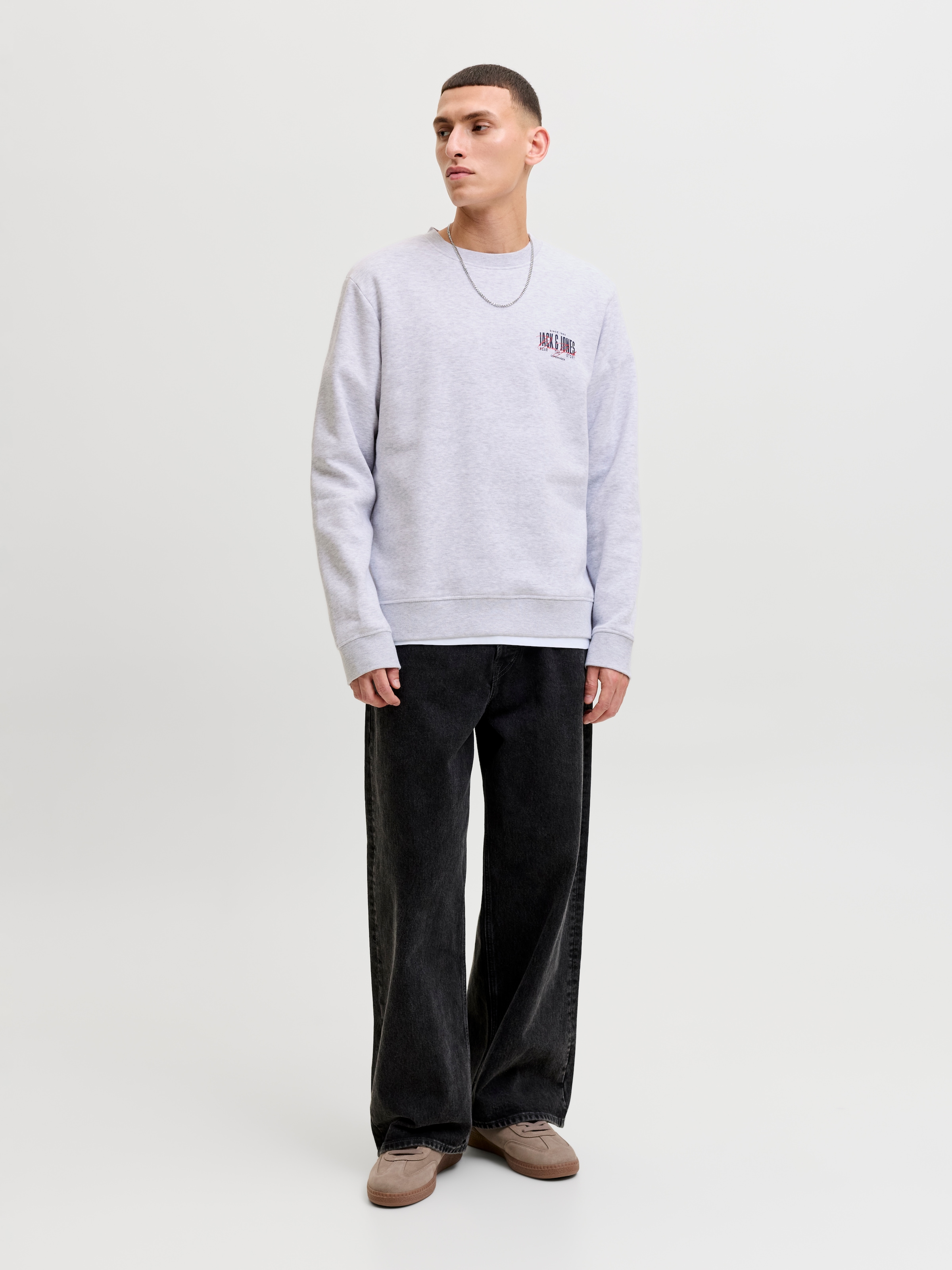 Jack & Jones Sweatshirt »JJAERO SWEAT CREW NECK«, Materialmix, regular fit
