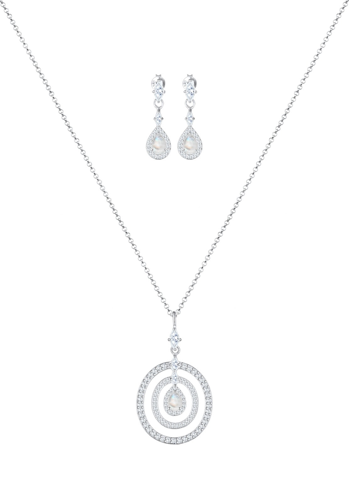 Elli Premium Schmuckset »Tropfen Zirkonia Weiß 925 Sterling Silber«