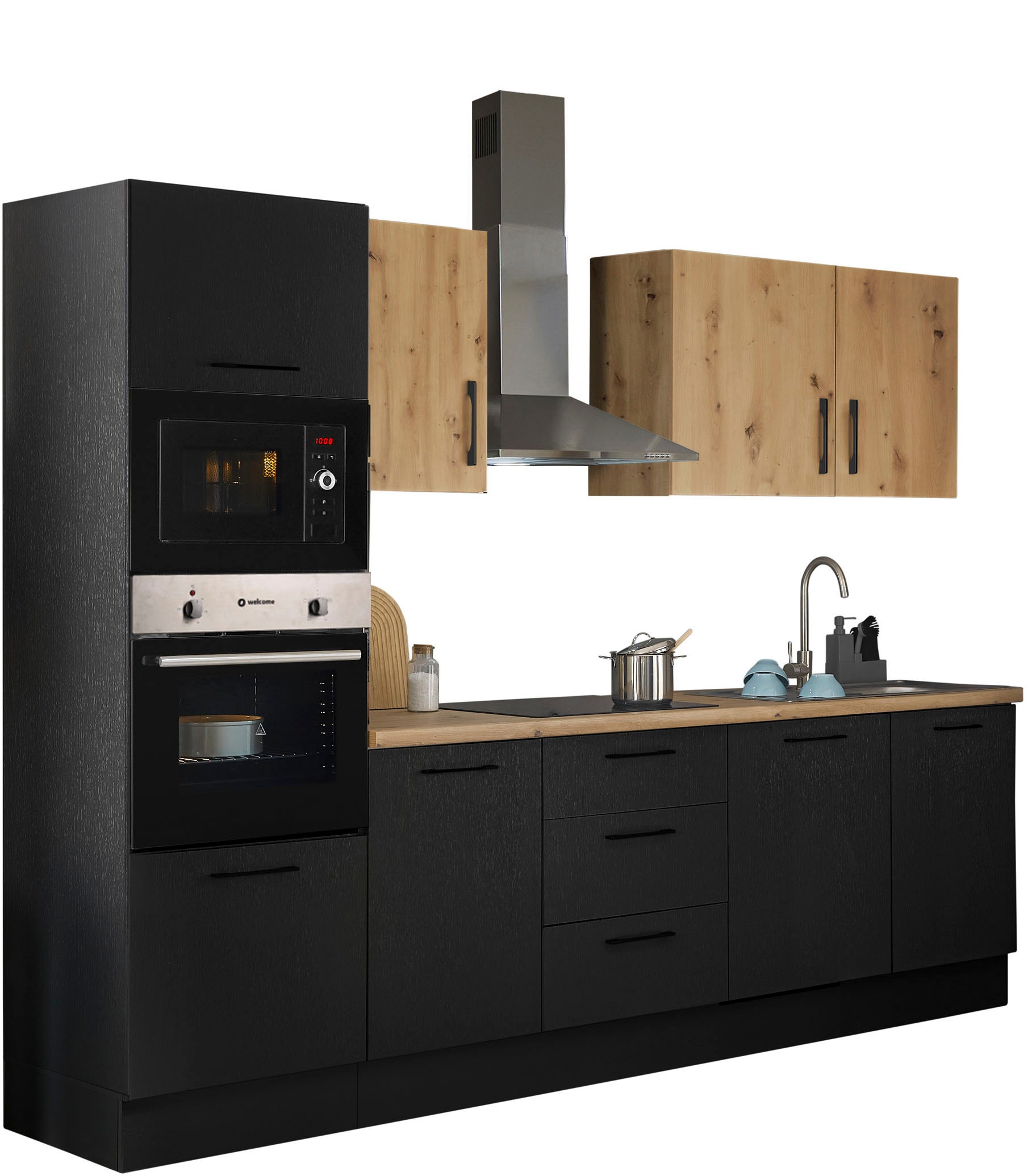 BASIC by Balculina Küchenzeile »Turin«, Breite 280 cm, wahlweise mit E-Geräten