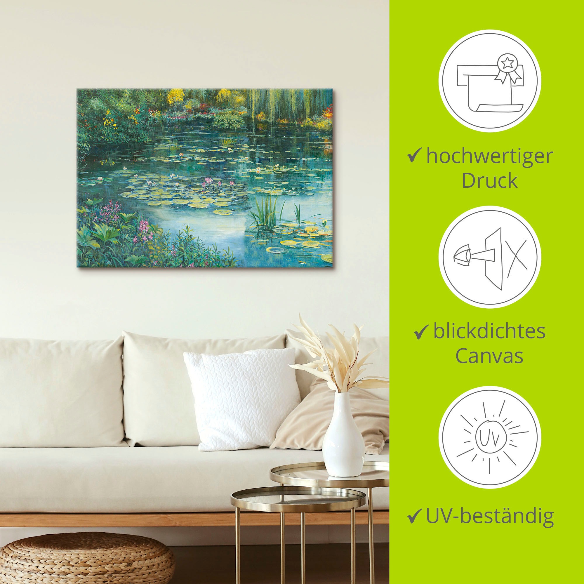 Artland Wandbild »Teichlandschaft I«, Gewässer, (1 St.), als Alubild, Outdoorbild, Leinwandbild, Poster in verschied. Größen
