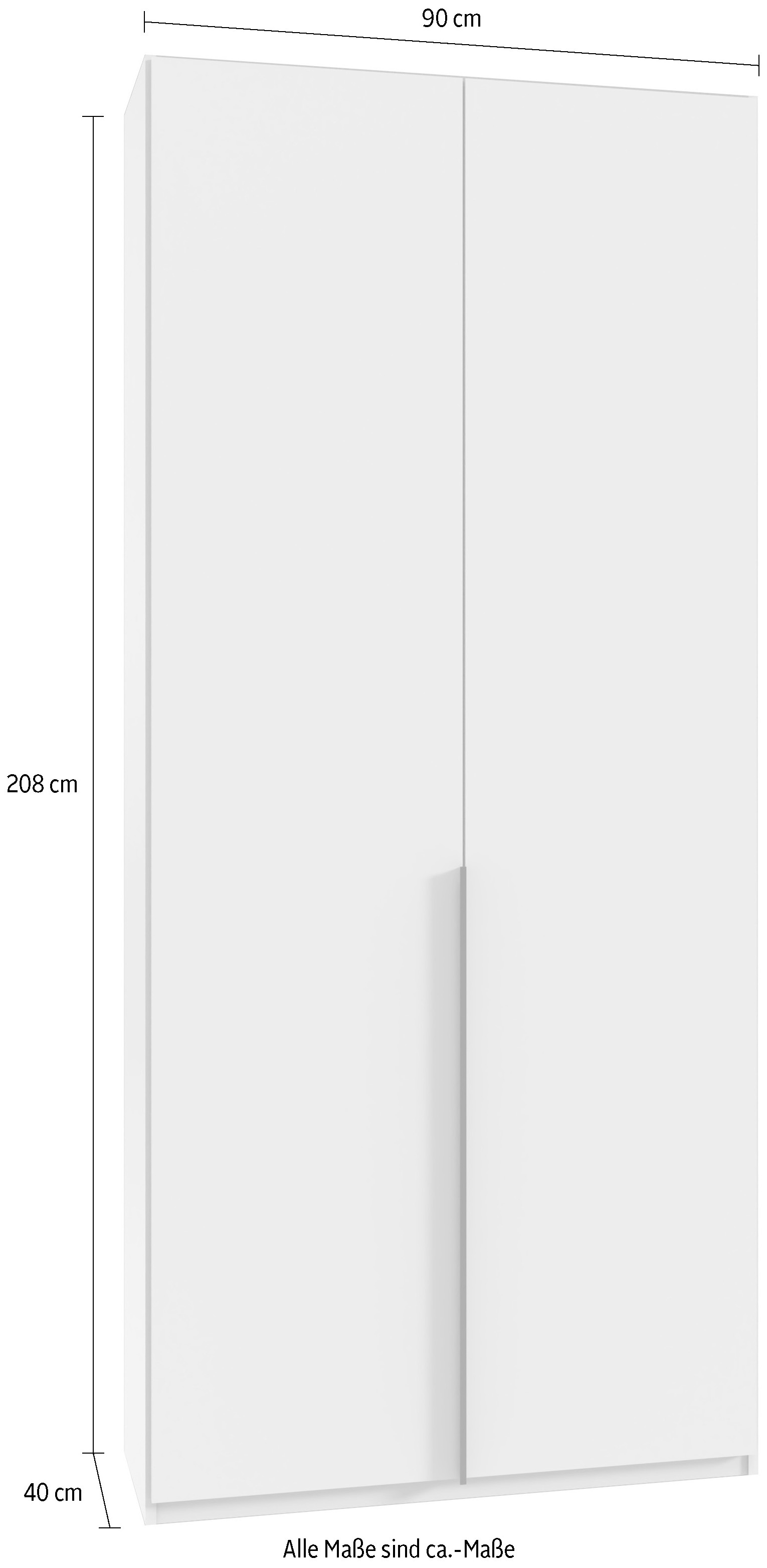 Wimex Kleiderschrank »Mugano, in 5 Breiten und 2 Höhen, Made in Germany«, (in Basic oder Premium Ausstattung mit 2 weiteren Einlegeböden), mit langen Griffstangen aus Metall, wahlweise mit oder ohne Spiegel