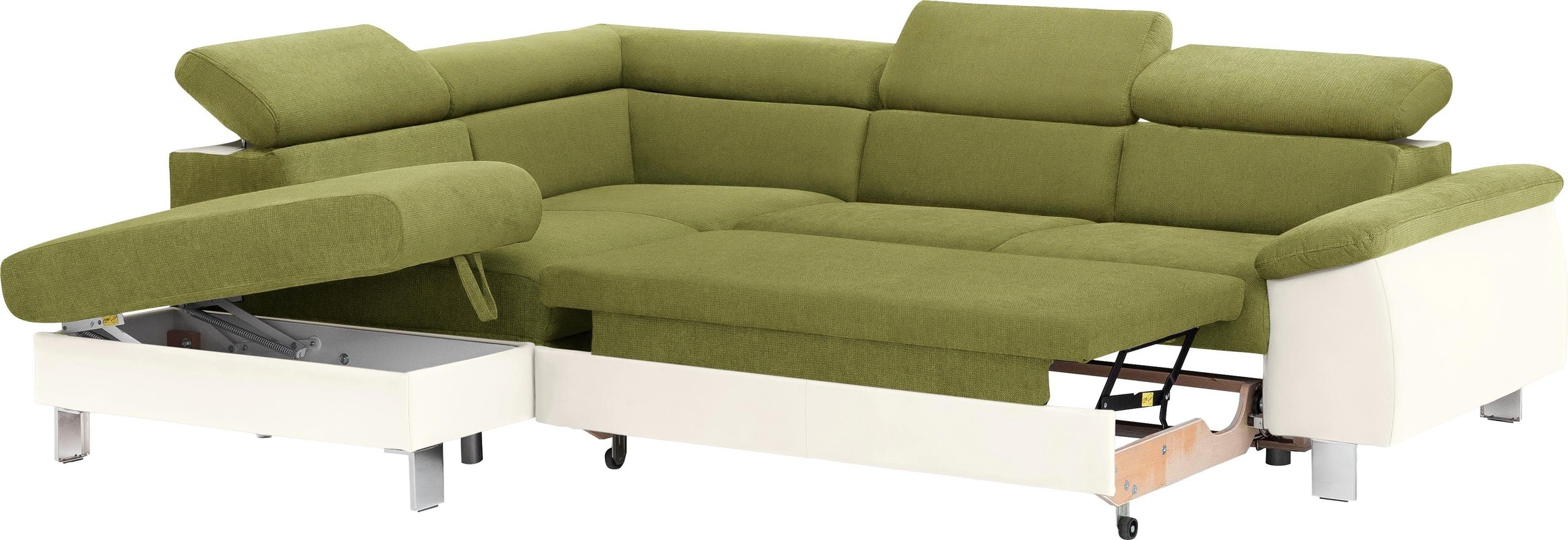 COTTA Ecksofa »Komaris L-Form, B: 249 cm«, mit Kopfteilverstellung, optional Bettfunktion, Bettkasten & Licht