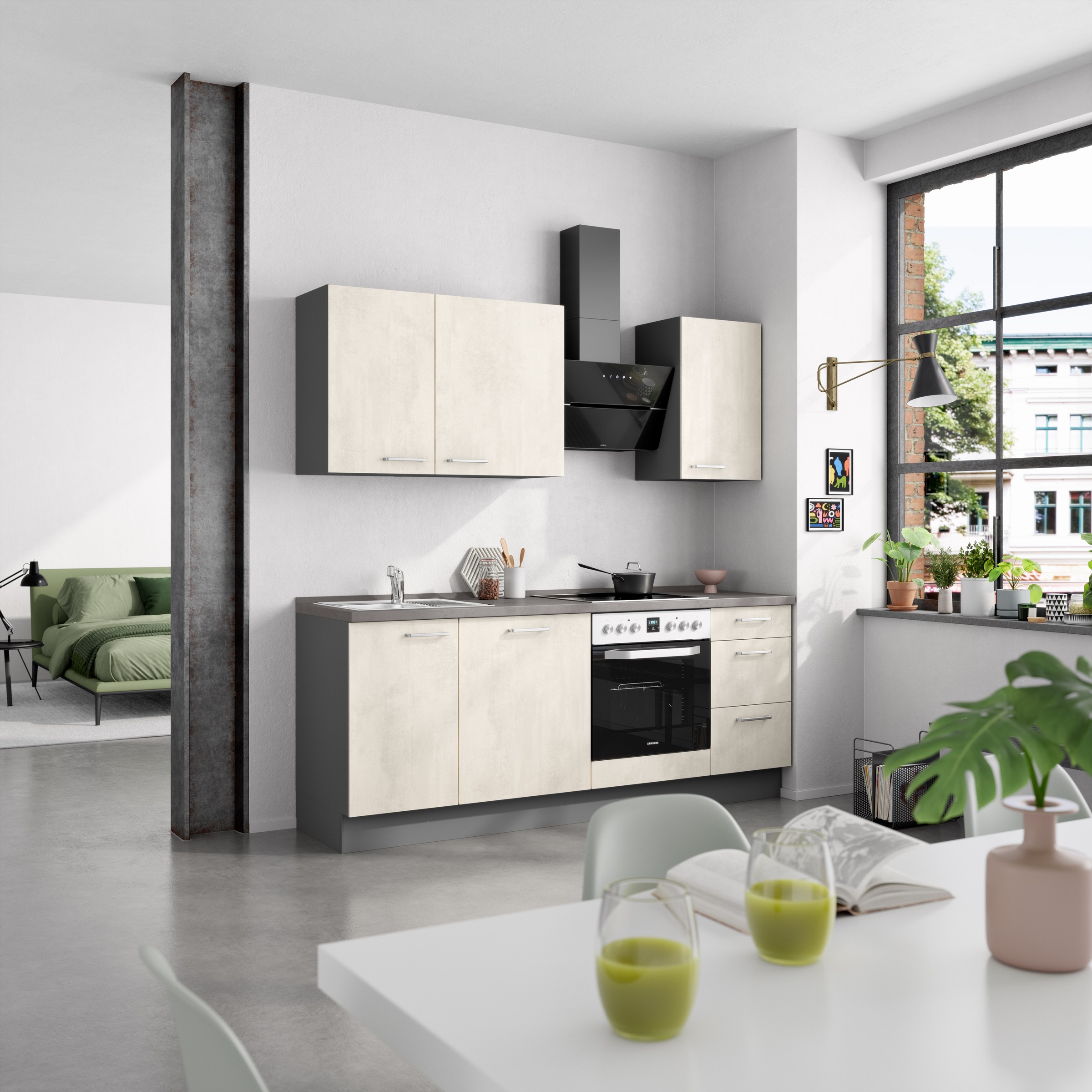 nobilia® Küchenzeile »"Riva II"«, vormontiert, Ausrichtung wählbar, Breite 210 cm, wahlw. mit E-Geräten