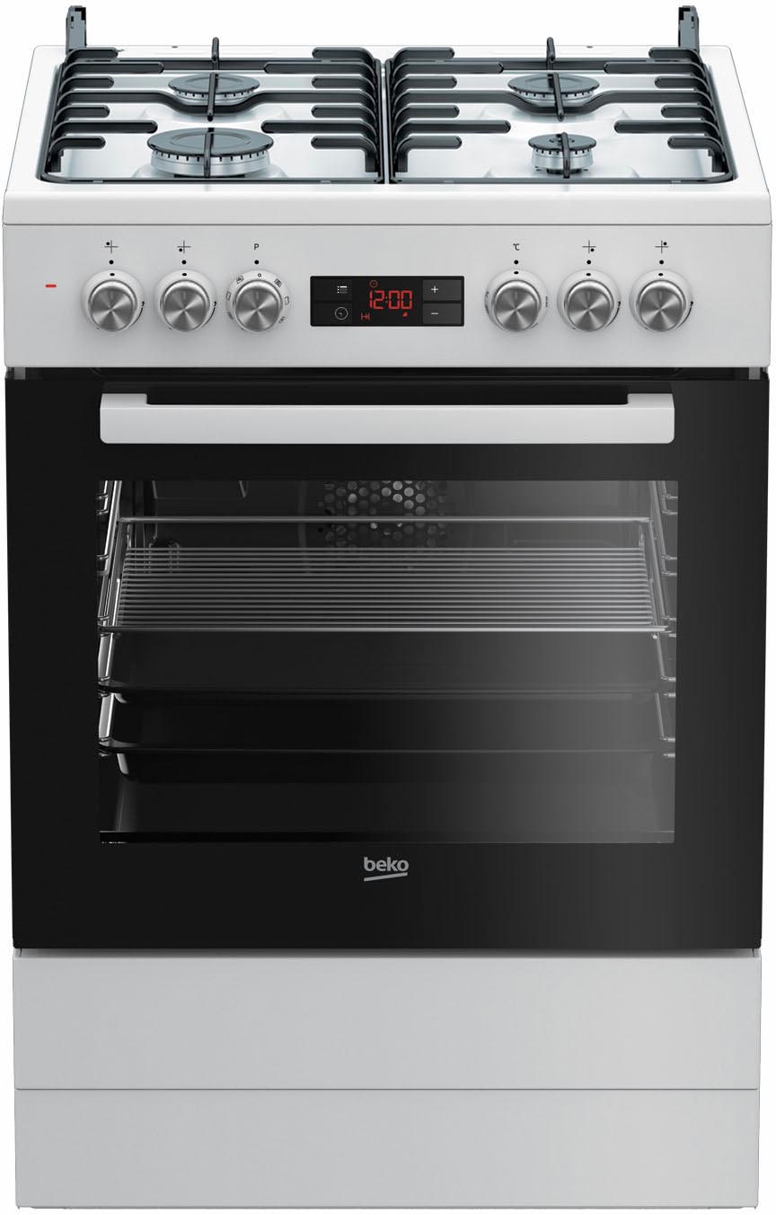BEKO Gas-Standherd »FSM62320DWS«, mit Teleskopauszug nachrüstbar, mit Kindersicherung
