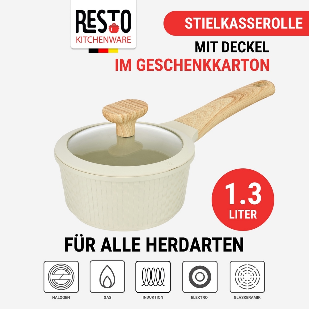 RESTO Kitchenware Kasserolle »Ran, Kochtopf antihaftbeschichtet und spülmaschinenfest«, Aluminiumguss, (2 tlg.), Geeignet für alle Herdarten, auch Induktion, im Geschenkkarton