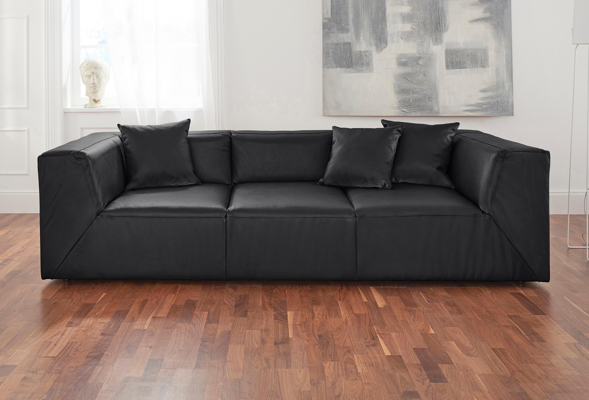 Ledercouch in Schwarz