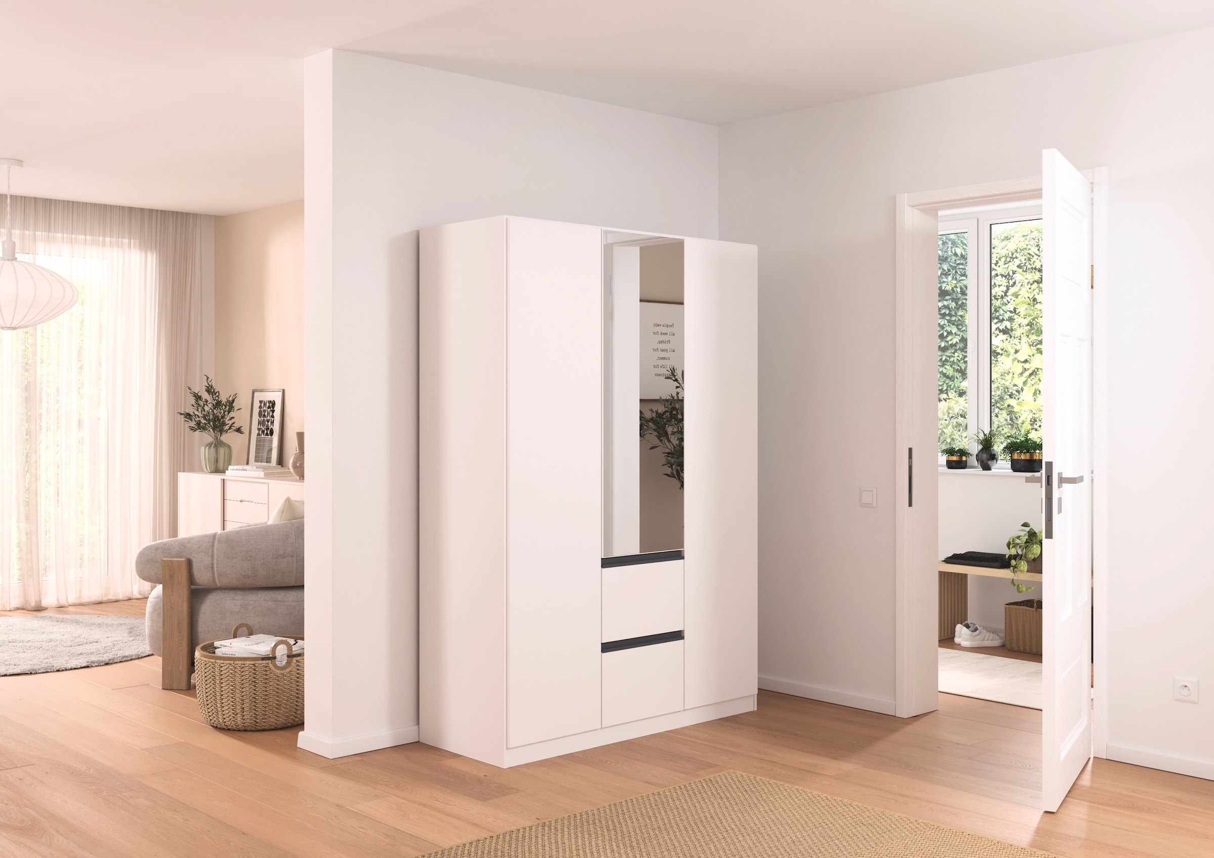 rauch Drehtürenschrank »Kleiderschrank Schrank Garderobe Wäscheschrank BRISTOL in 2 Breiten«, grifflose Front mit Push-to-Open Funktion in 2 Breiten MADE IN GERMANY