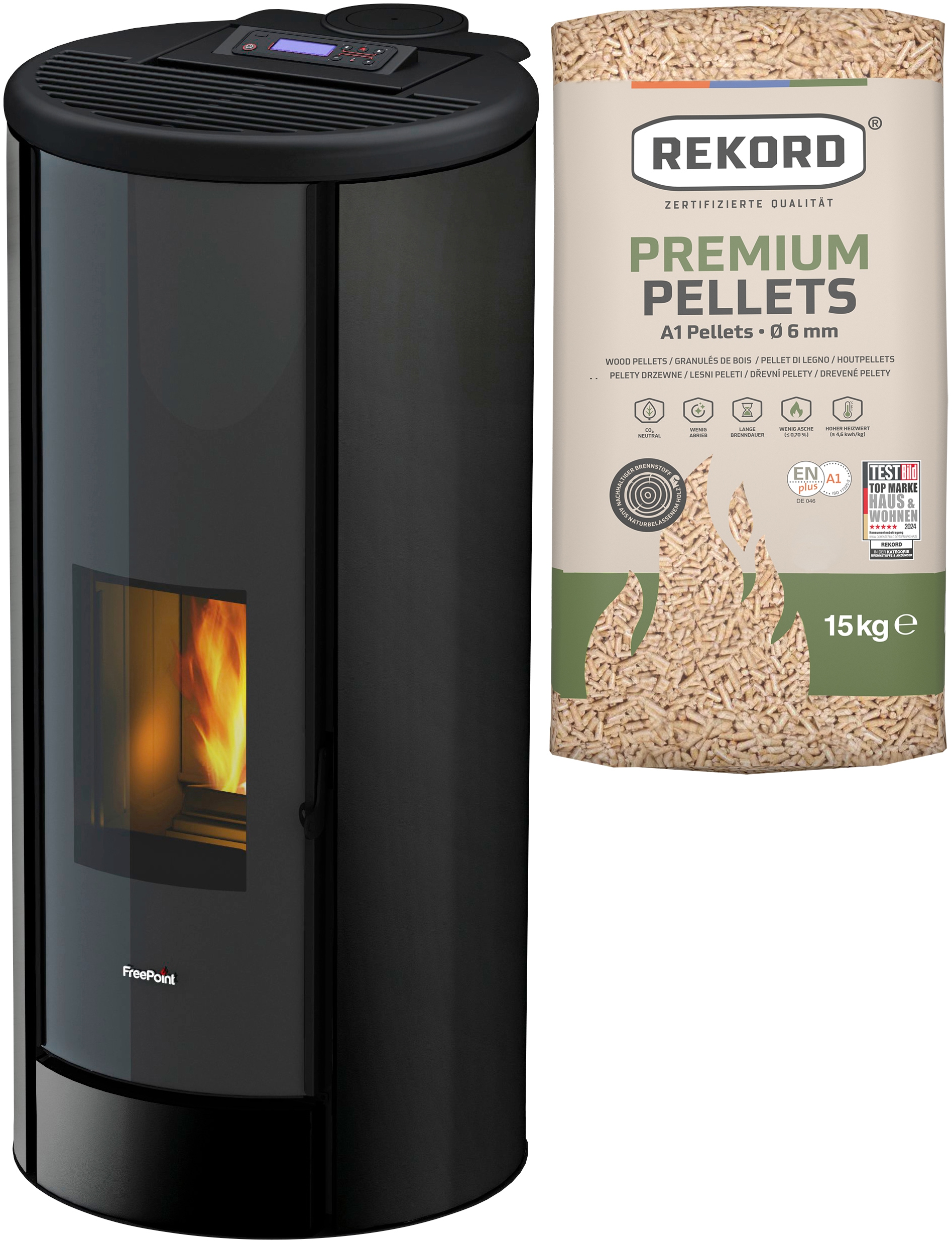 Freepoint Pelletofen »BREEZE«, Stahl, integrierte WIFI-Funktion