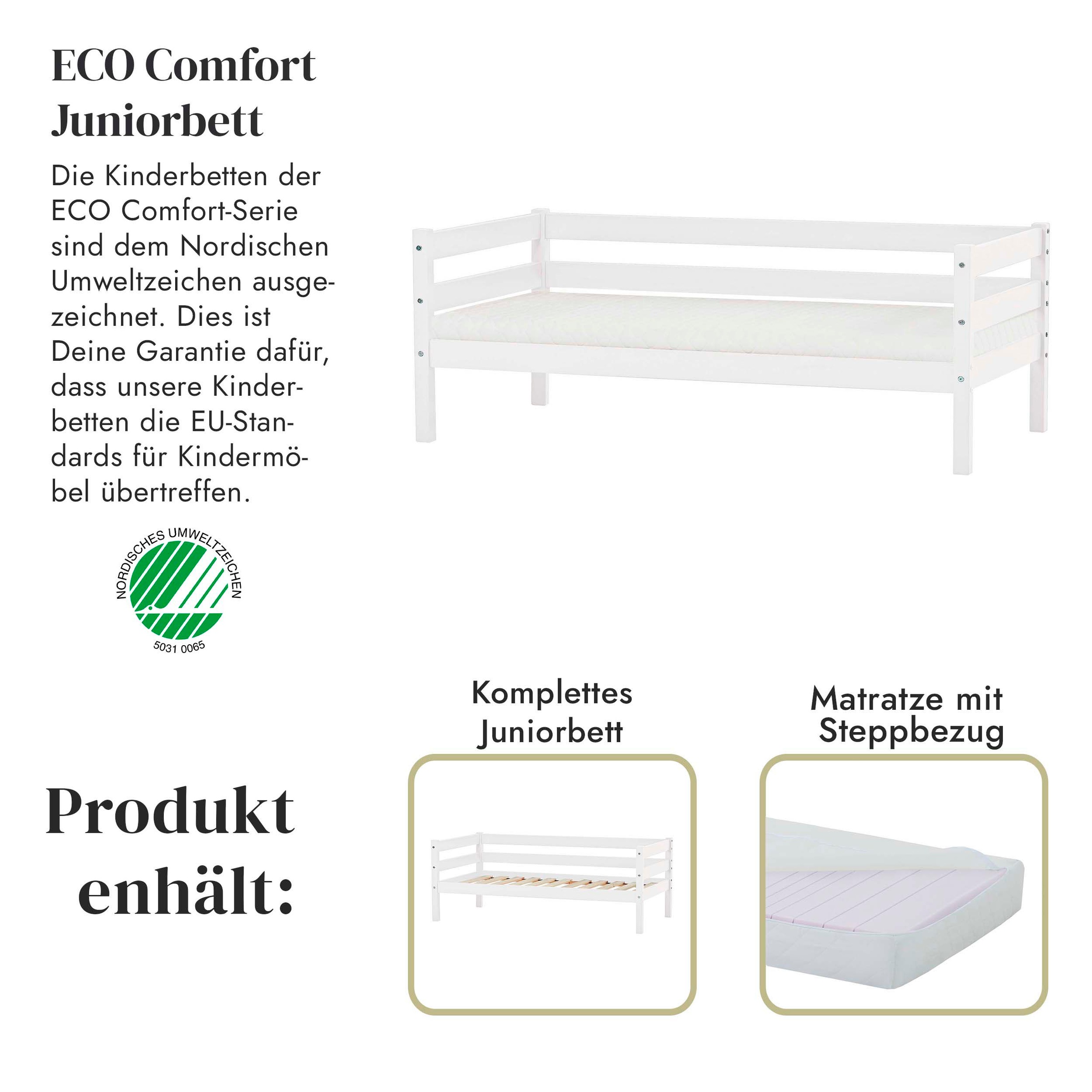 Hoppekids Einzelbett »ECO Comfort Kinderbett, Kiefer Massivholz, Jugendbett inkl. Rollrost«, 70x160 cm, wahlweise in verschieden Farben/ Matratze/ Absturzsicherung