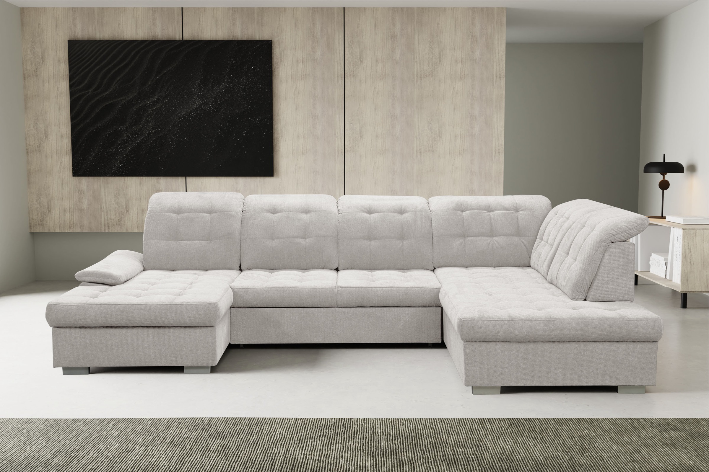 WERK2 Wohnlandschaft »Kordula-New Multifunktion Couch, Breite 332cm, U-Form günstig online kaufen