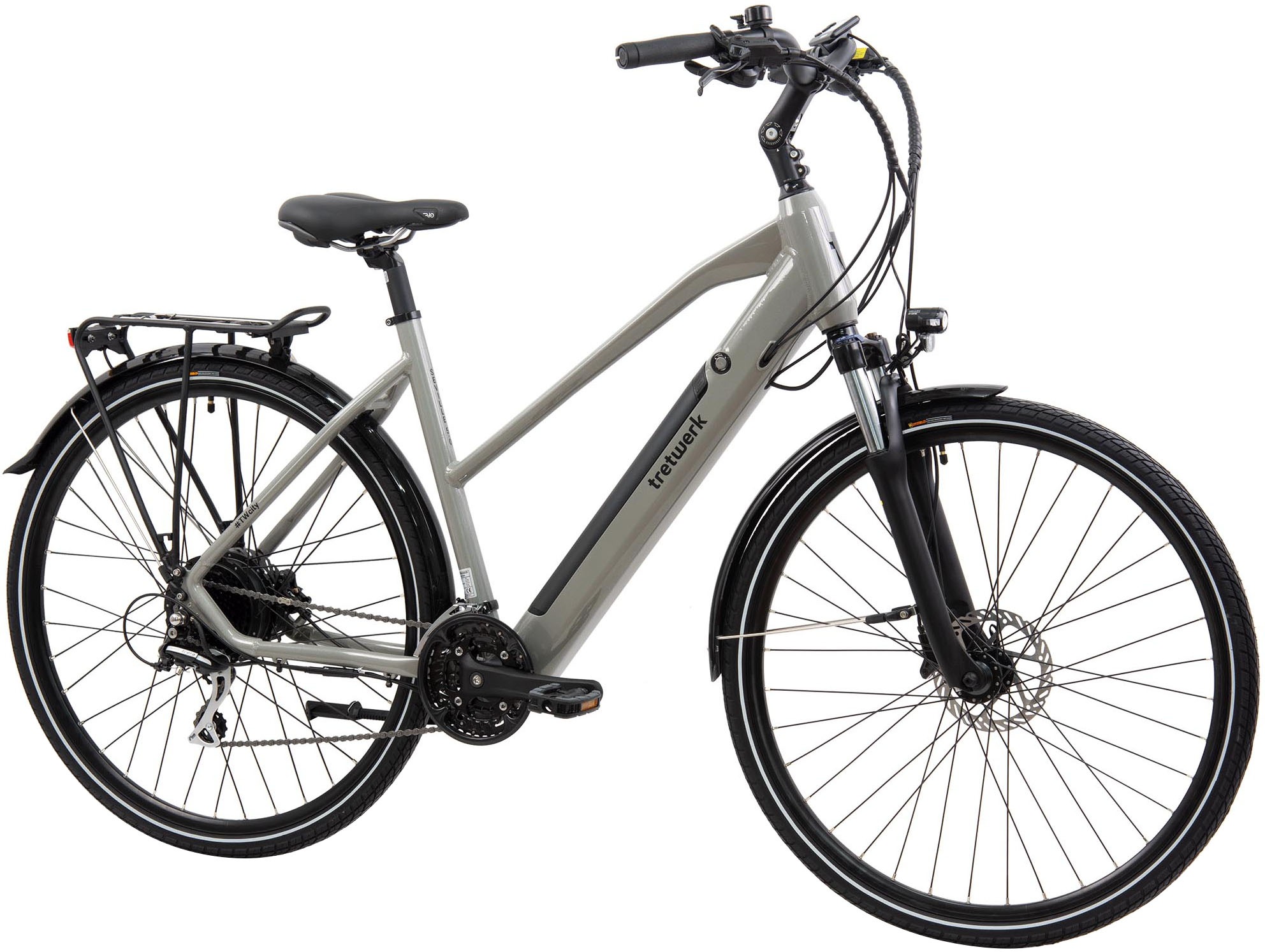 TRETWERK »Seville 5.0« 24 Gang Shimano Kettenschaltung Heckmotor 250 W Pedelec, Elektrofahrrad für Damen u. Herren grau