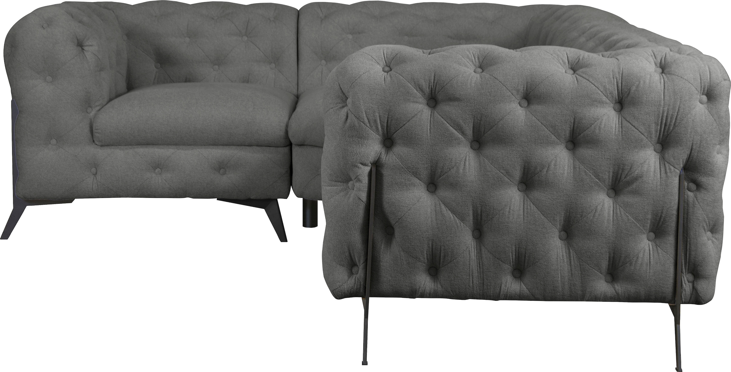 Leonique Chesterfield-Sofa »Amaury L-Form«, moderne Chersterfield-Optik, Breite 262 cm, Fußfarbe wählbar