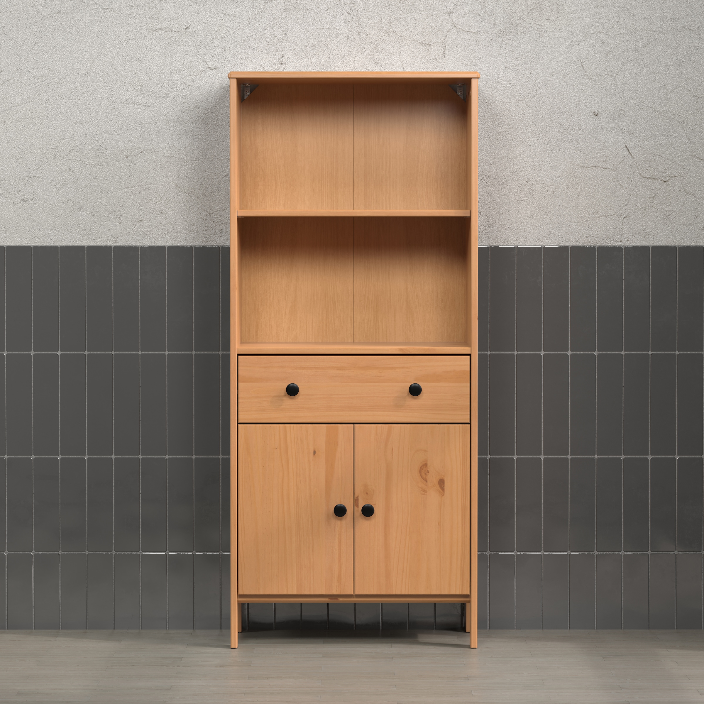 welltime Midischrank »Kall«, (1 St.), Breites Badregal aus Kiefer-Massivholz - Weiß oder Braun lackiert