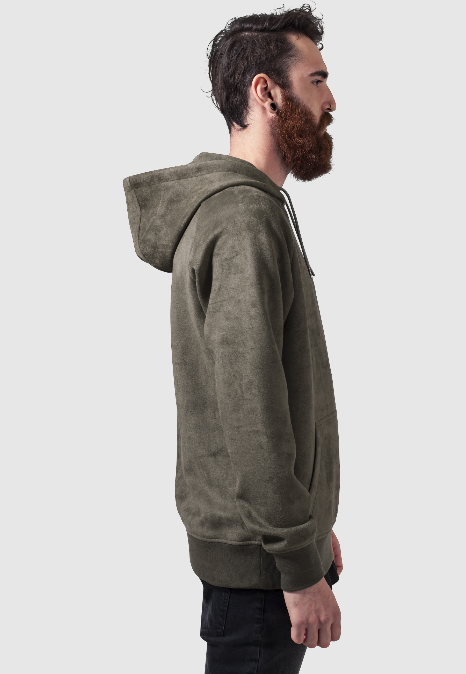 URBAN CLASSICS Rundhalspullover »Urban Classics Herren Imitation Suede Hoody« 1 Stk.