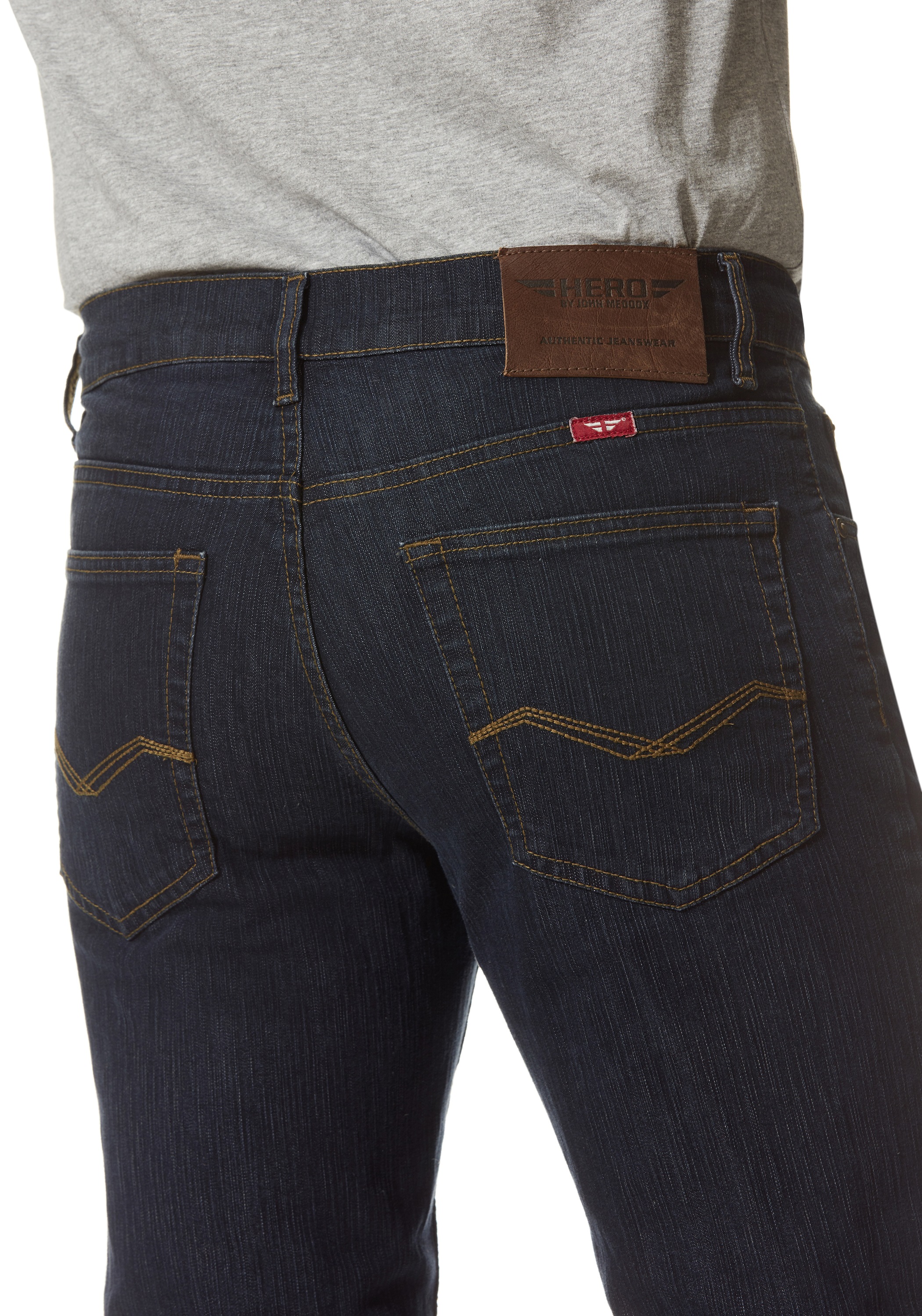 HERO by John Medoox 5-Pocket-Jeans »Denver Regular Straight Stretch«, Straight Fit Casual Clean Wash Denim Jeans für Herren
