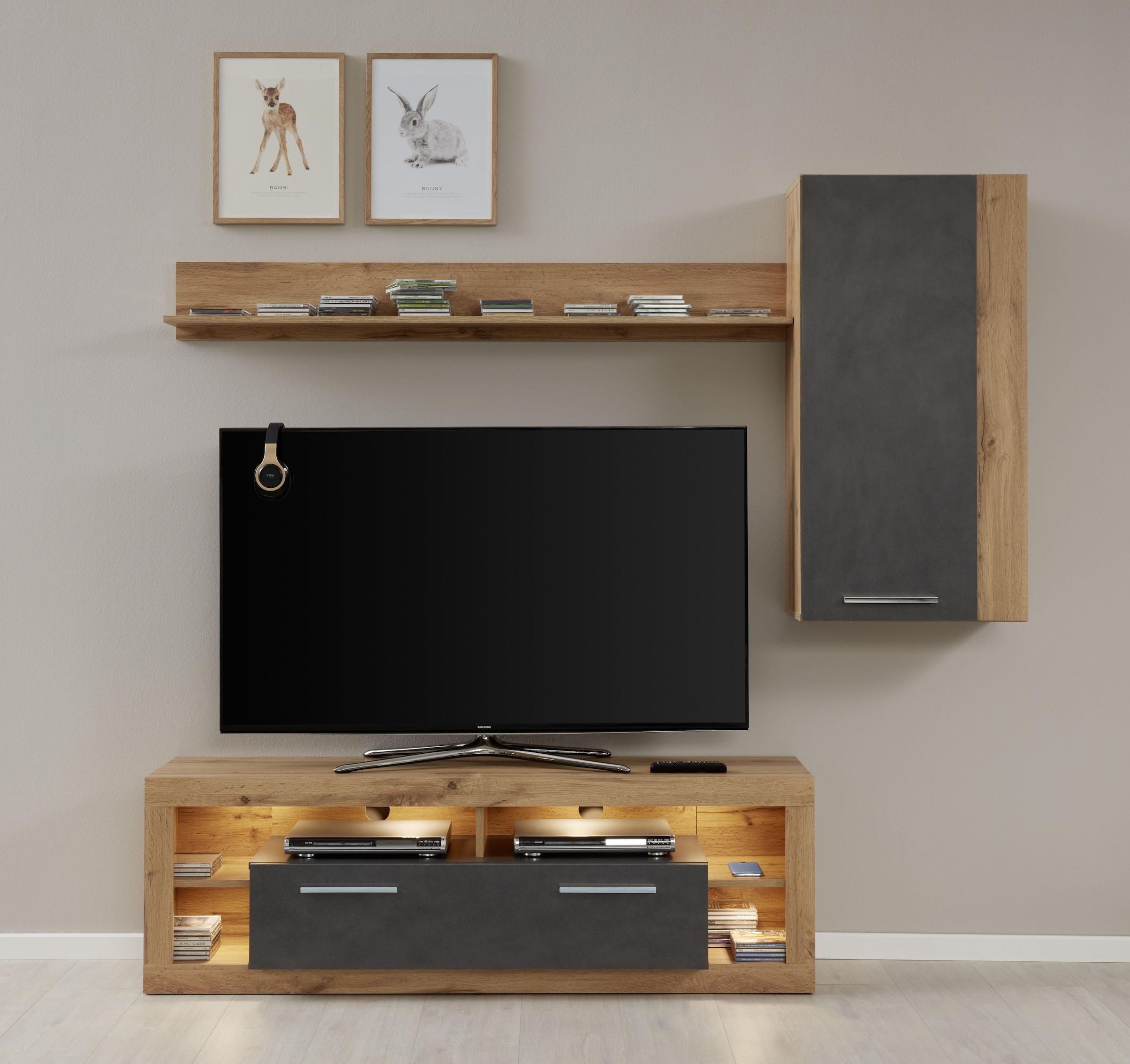 INOSIGN Hängevitrine »Gwendolyn«, Hängeschrank fürs Wohnzimmer mit 3 Fächern - (B/T/H) 52/31/103 cm