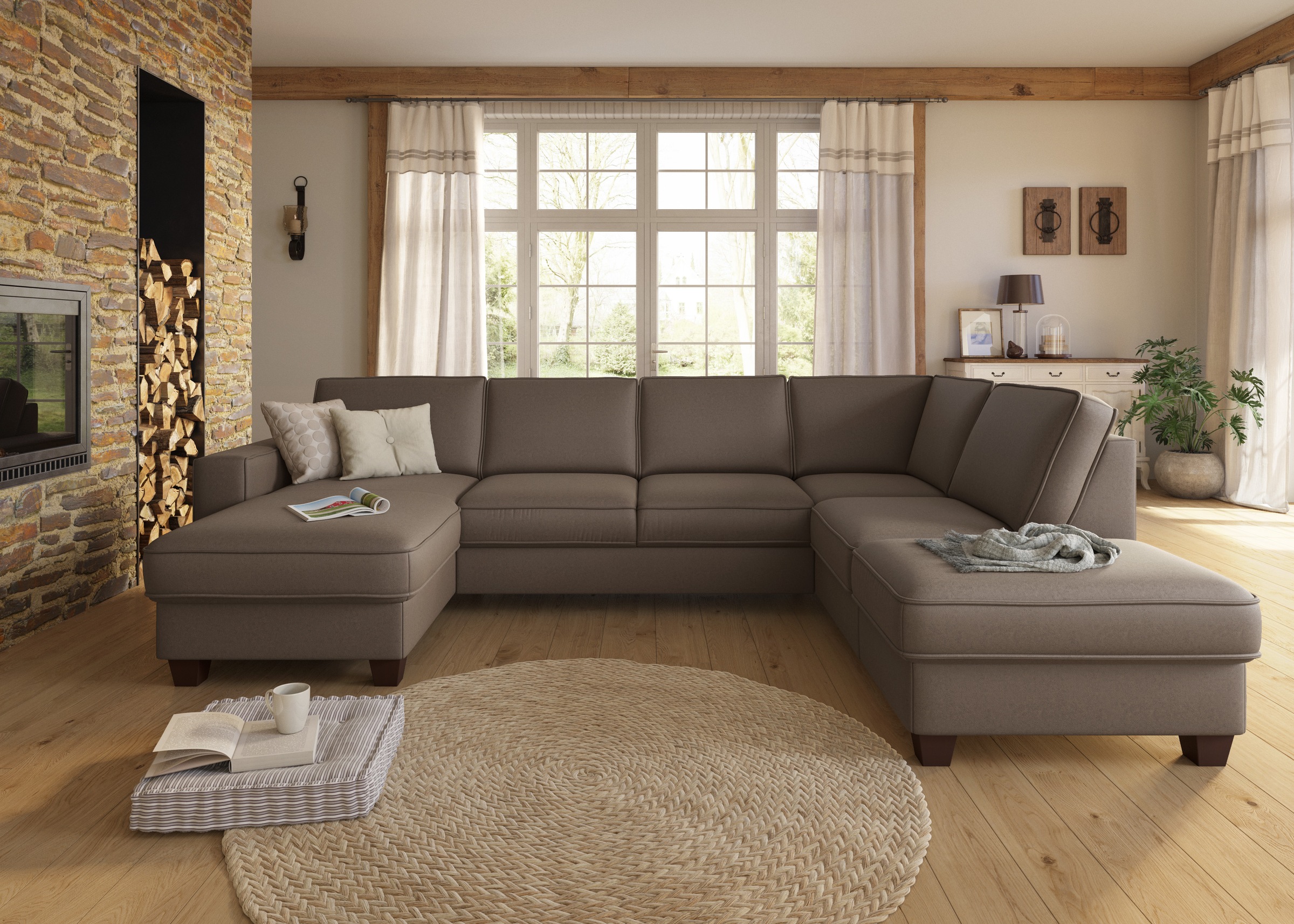 Home affaire Wohnlandschaft »County U-Form« wahlweise Ottomane links oder r günstig online kaufen